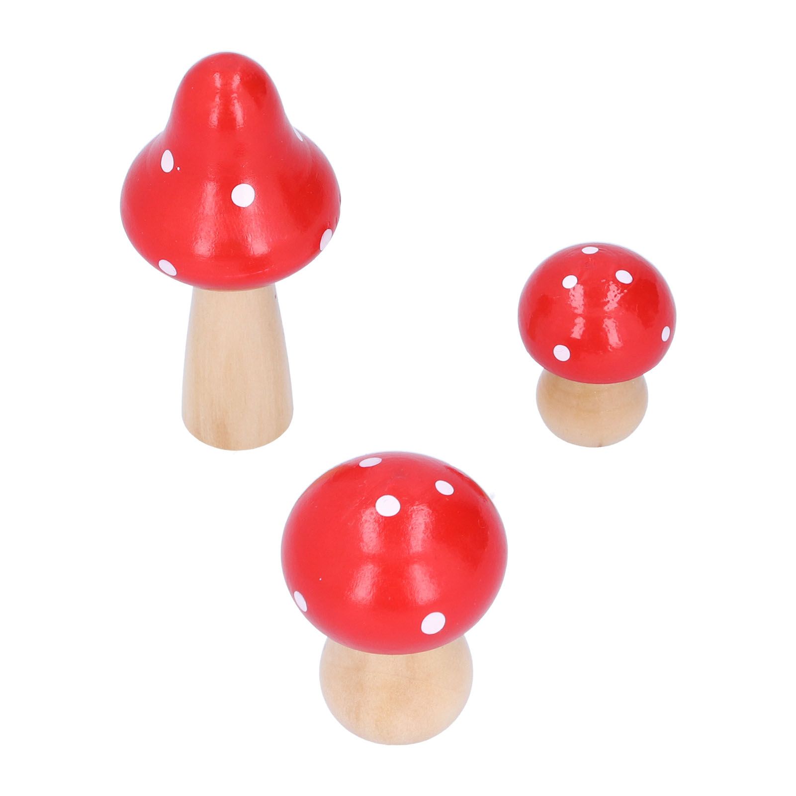 3Pcs/Set Mushroom Crafts Innovative Cute Wooden Ornaments Home Office Desktop view 7