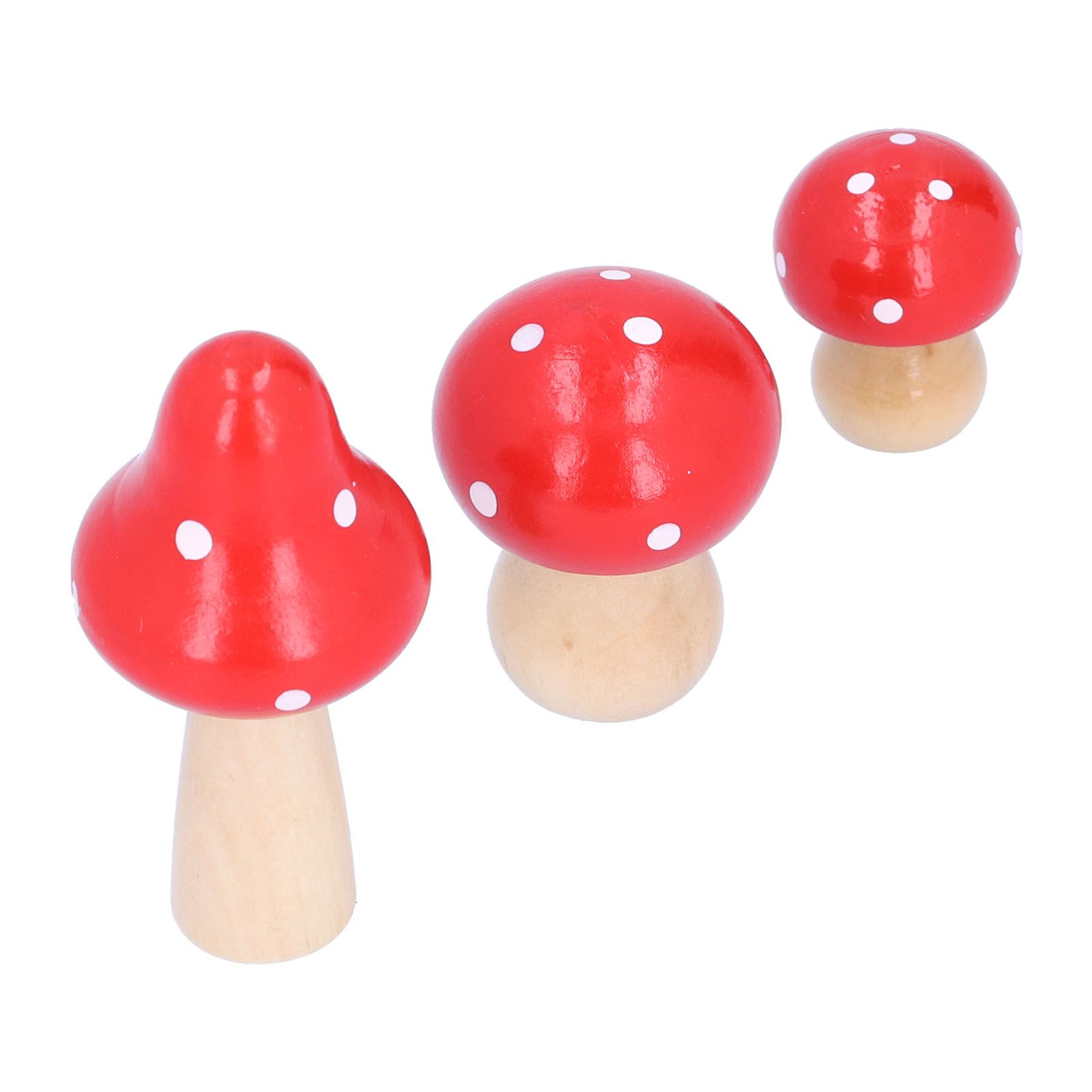 3Pcs/Set Mushroom Crafts Innovative Cute Wooden Ornaments Home Office Desktop view 8