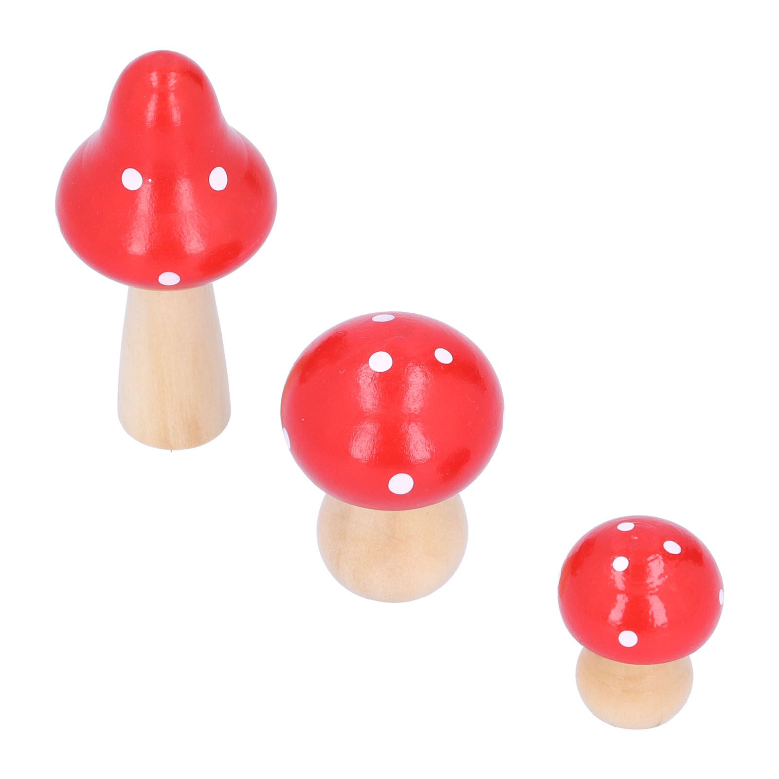 3Pcs/Set Mushroom Crafts Innovative Cute Wooden Ornaments Home Office Desktop view 9