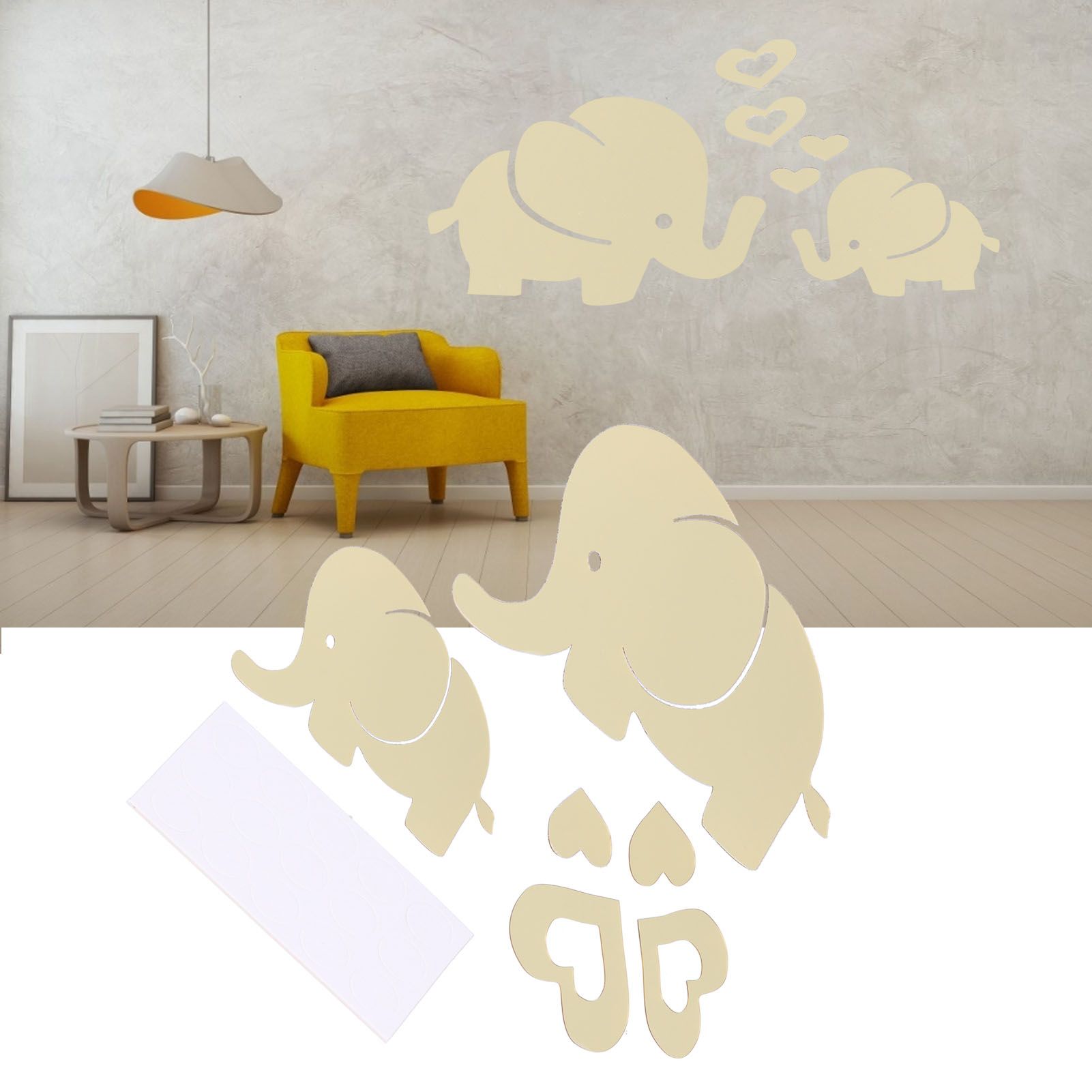 Innovative Cartoon Elephant Shape Beautiful Wall Sticker Room Mirror Wall view 12
