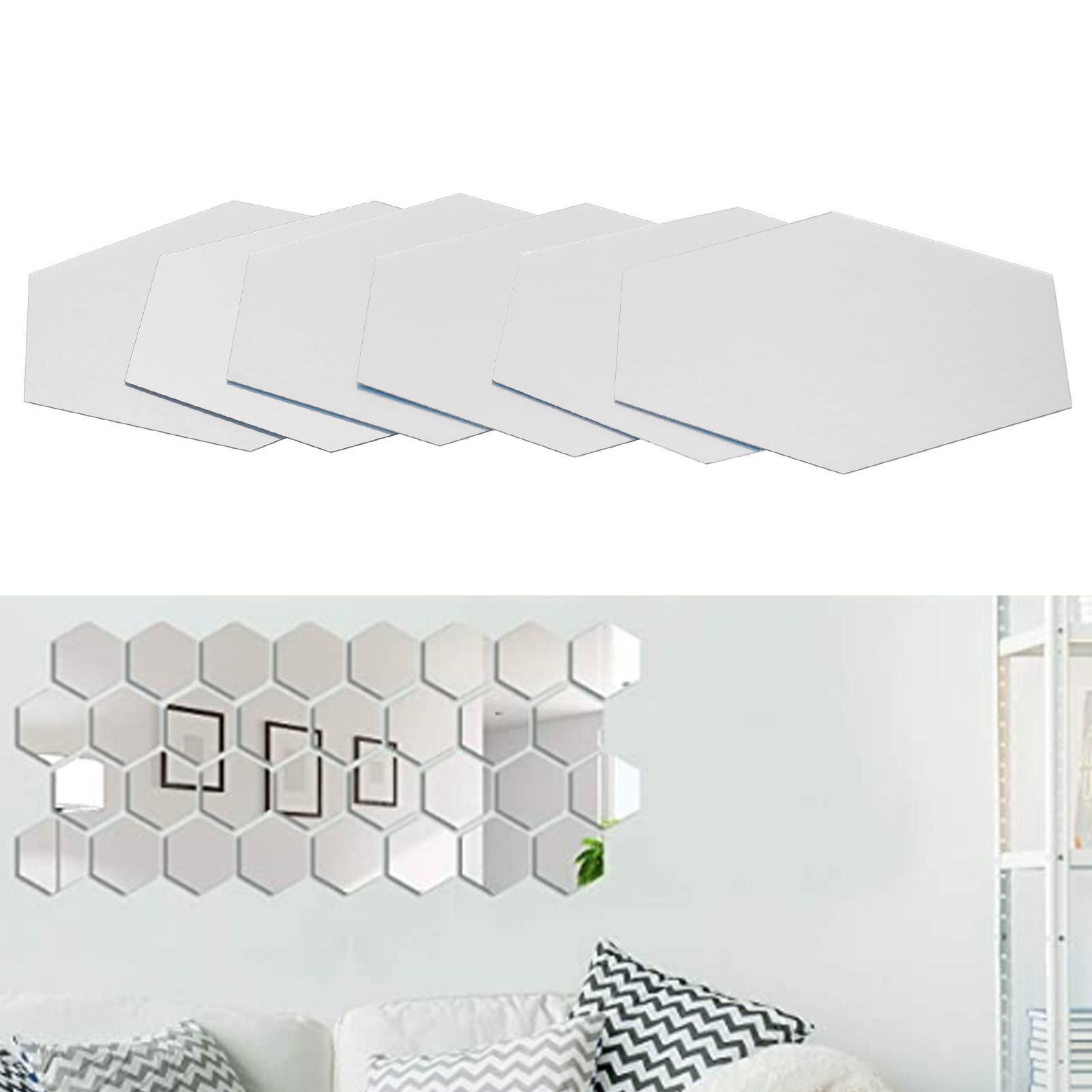 Mirror Wall Stickers Removable Hex Decals Home Living Room Bedroom Decoration view 11