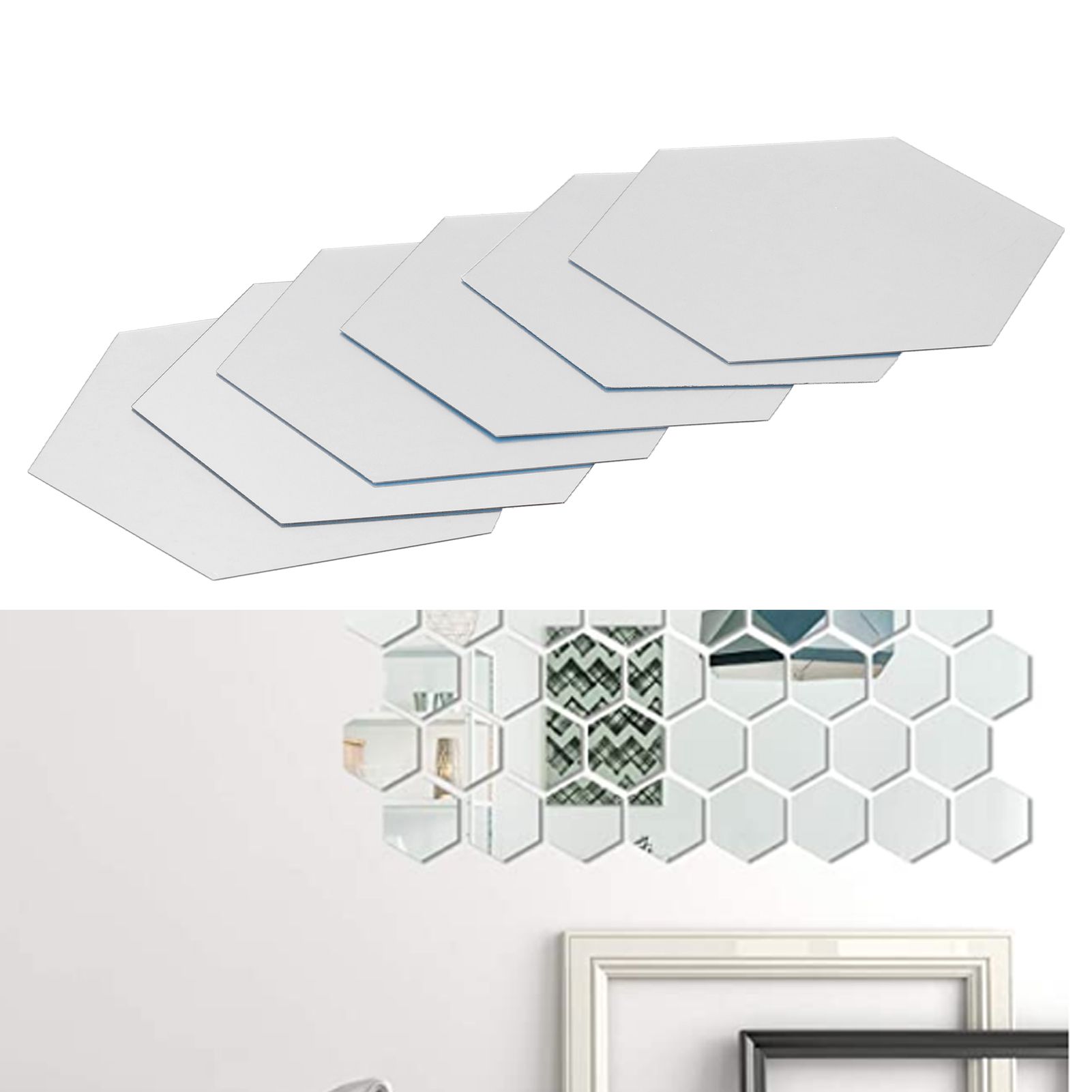 Mirror Wall Stickers Removable Hex Decals Home Living Room Bedroom Decoration view 13