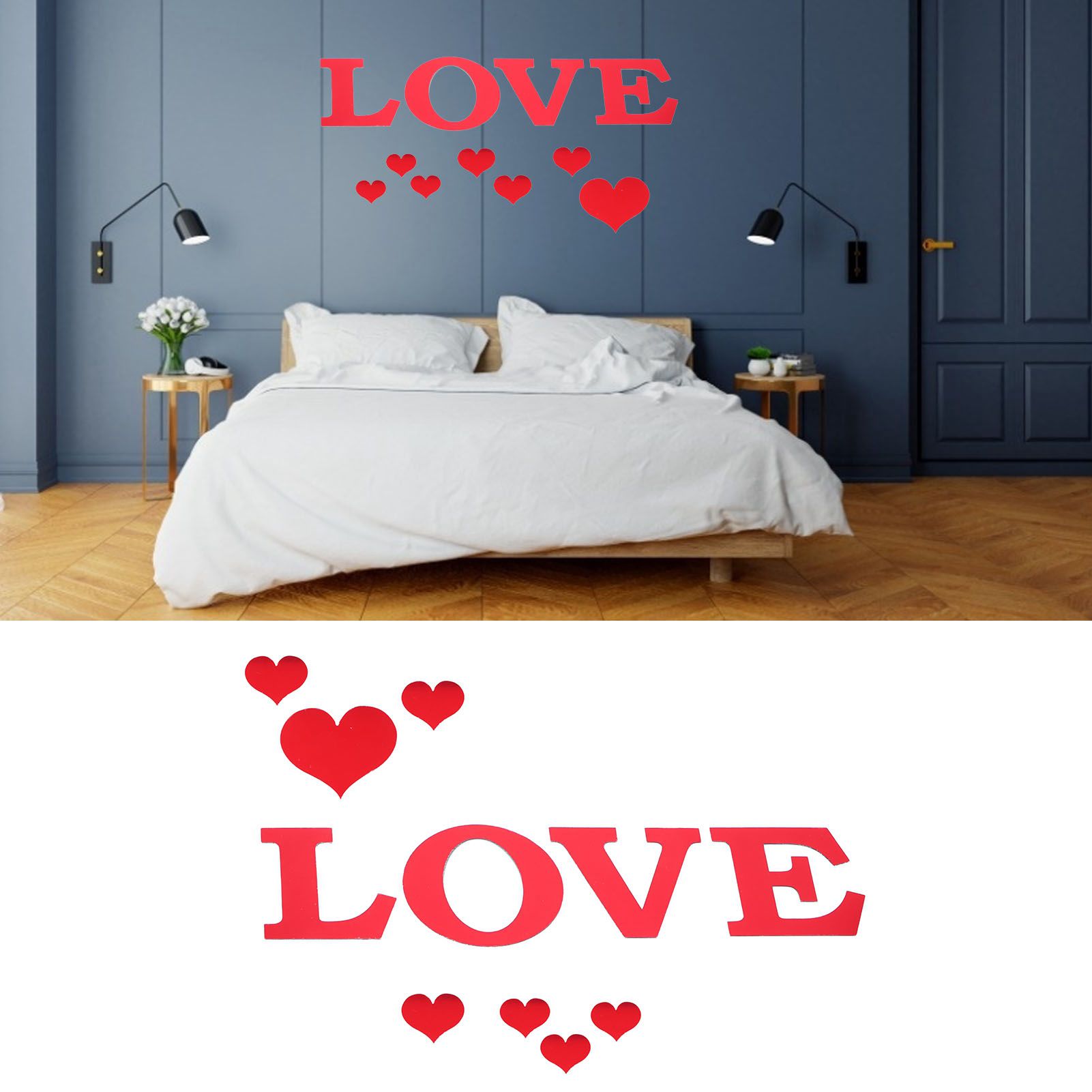 Mirror Wall Stickers Heart Shape DIY Wall Decal for Home Bedroom Living Room view 11