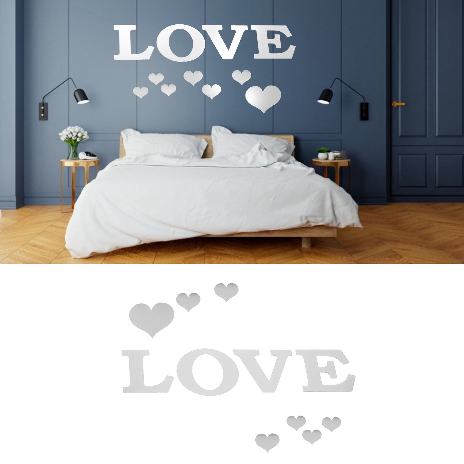 Mirror Wall Stickers Heart Shape DIY Wall Decal for Home Bedroom Living Room view 11