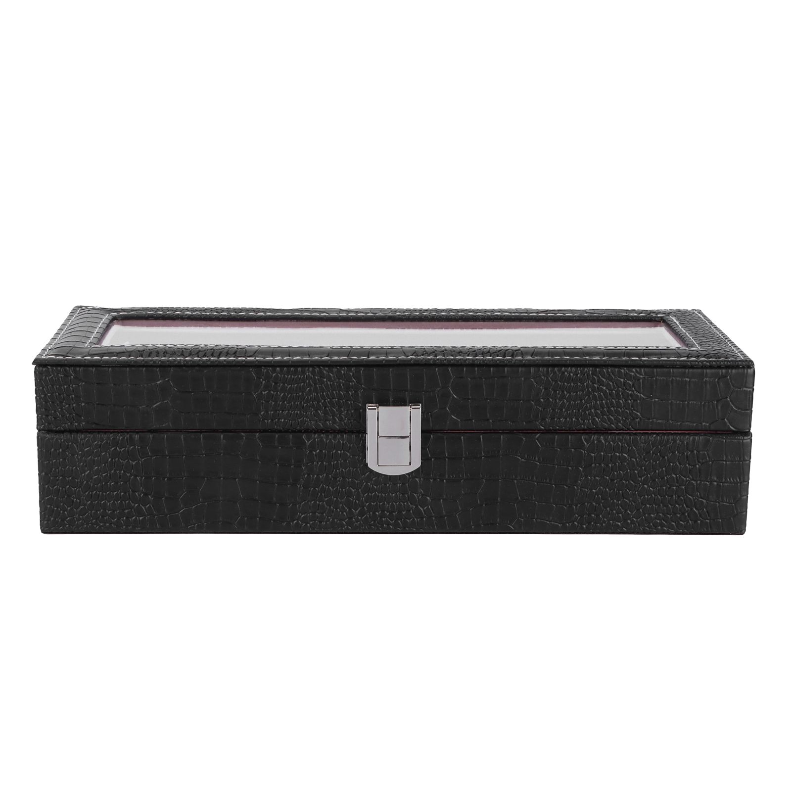 6-Slot Watch Box PU Leather Rectangular Wristwatch Display Case Organizer Gift view 5