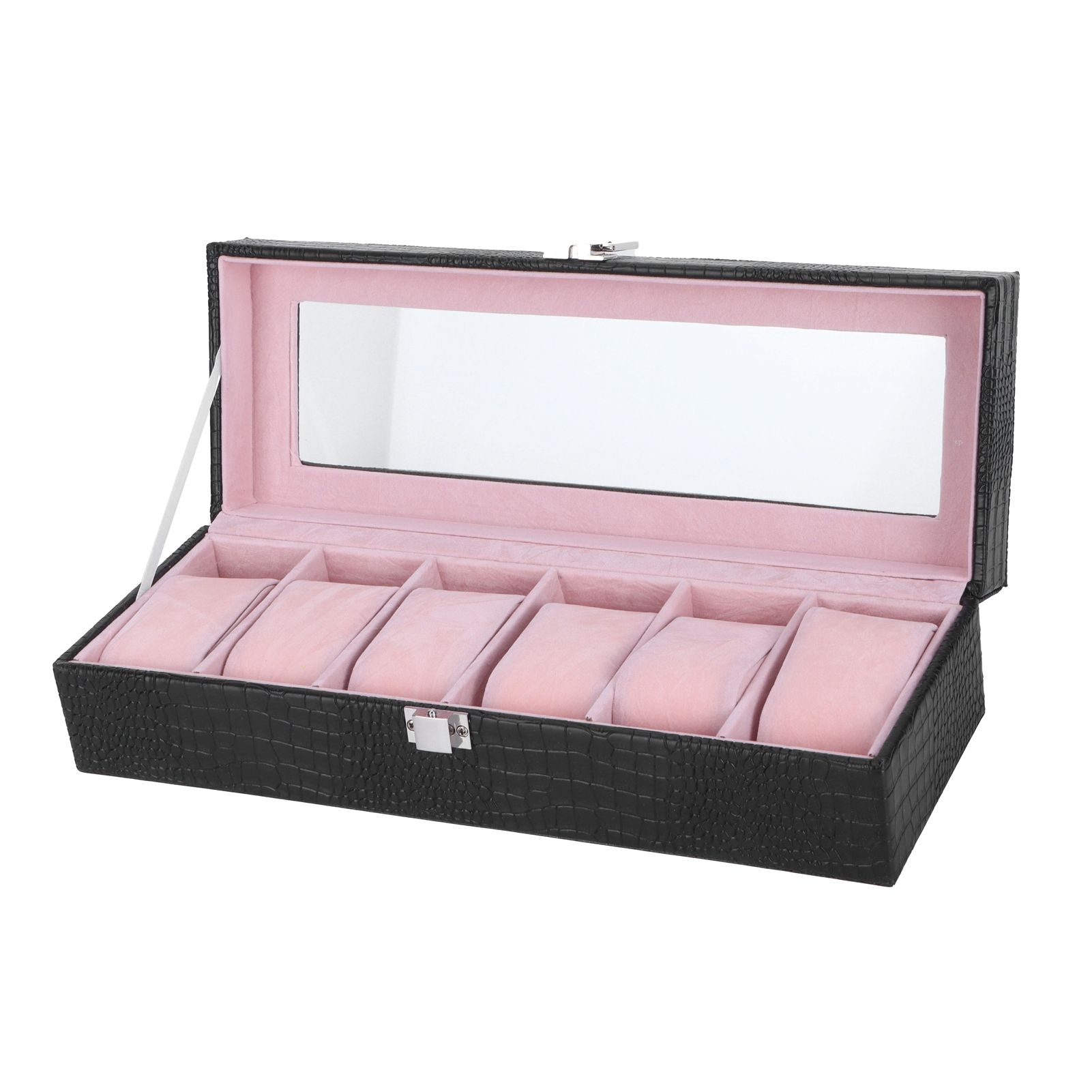 6-Slot Watch Box PU Leather Rectangular Wristwatch Display Case Organizer Gift view 7