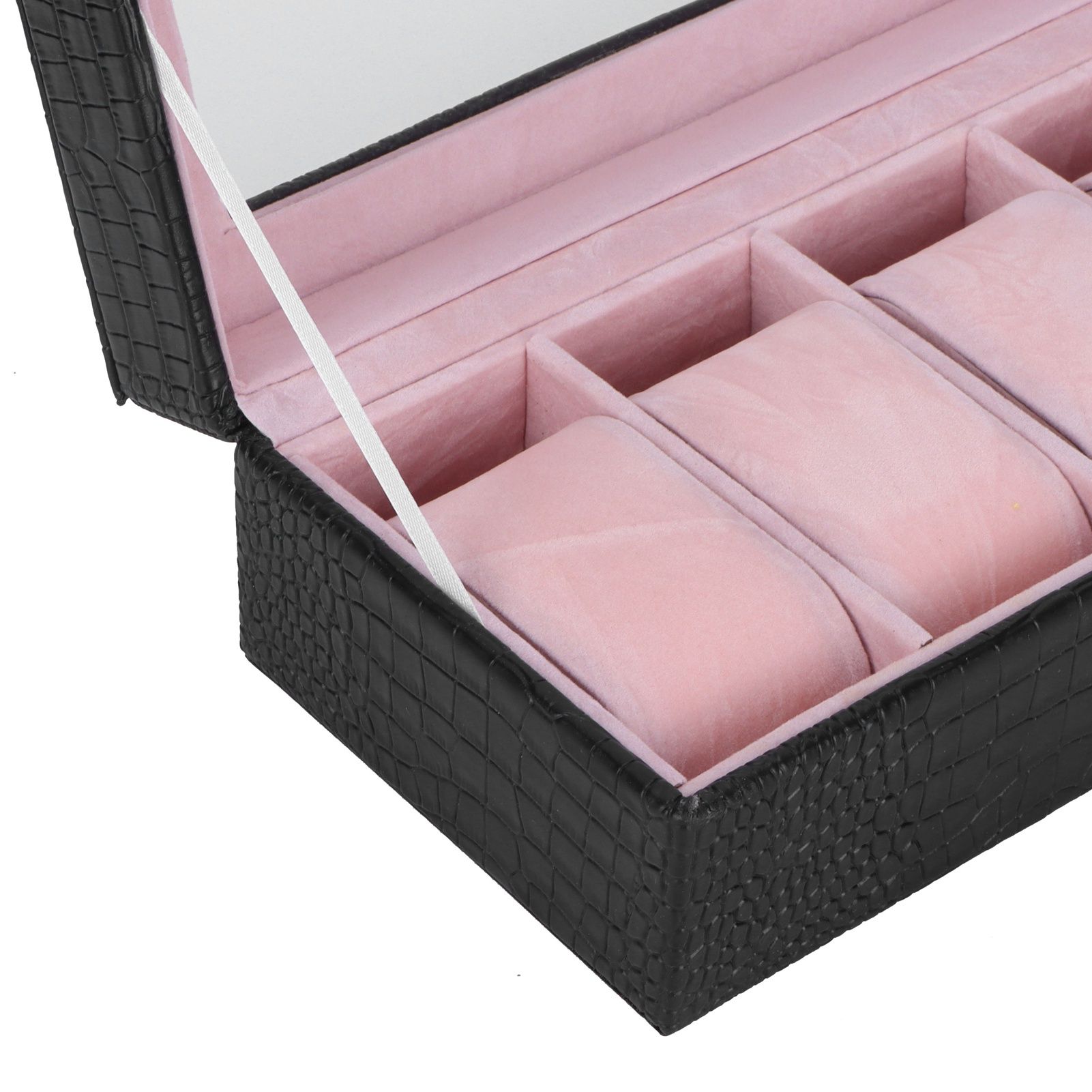 6-Slot Watch Box PU Leather Rectangular Wristwatch Display Case Organizer Gift view 13