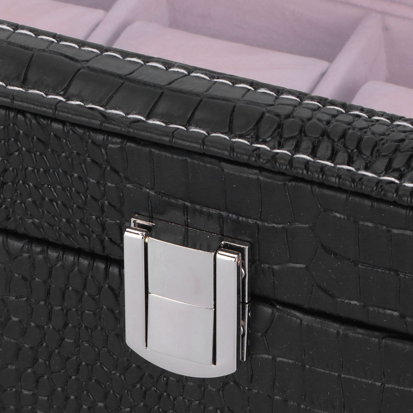 6-Slot Watch Box PU Leather Rectangular Wristwatch Display Case Organizer Gift view 14