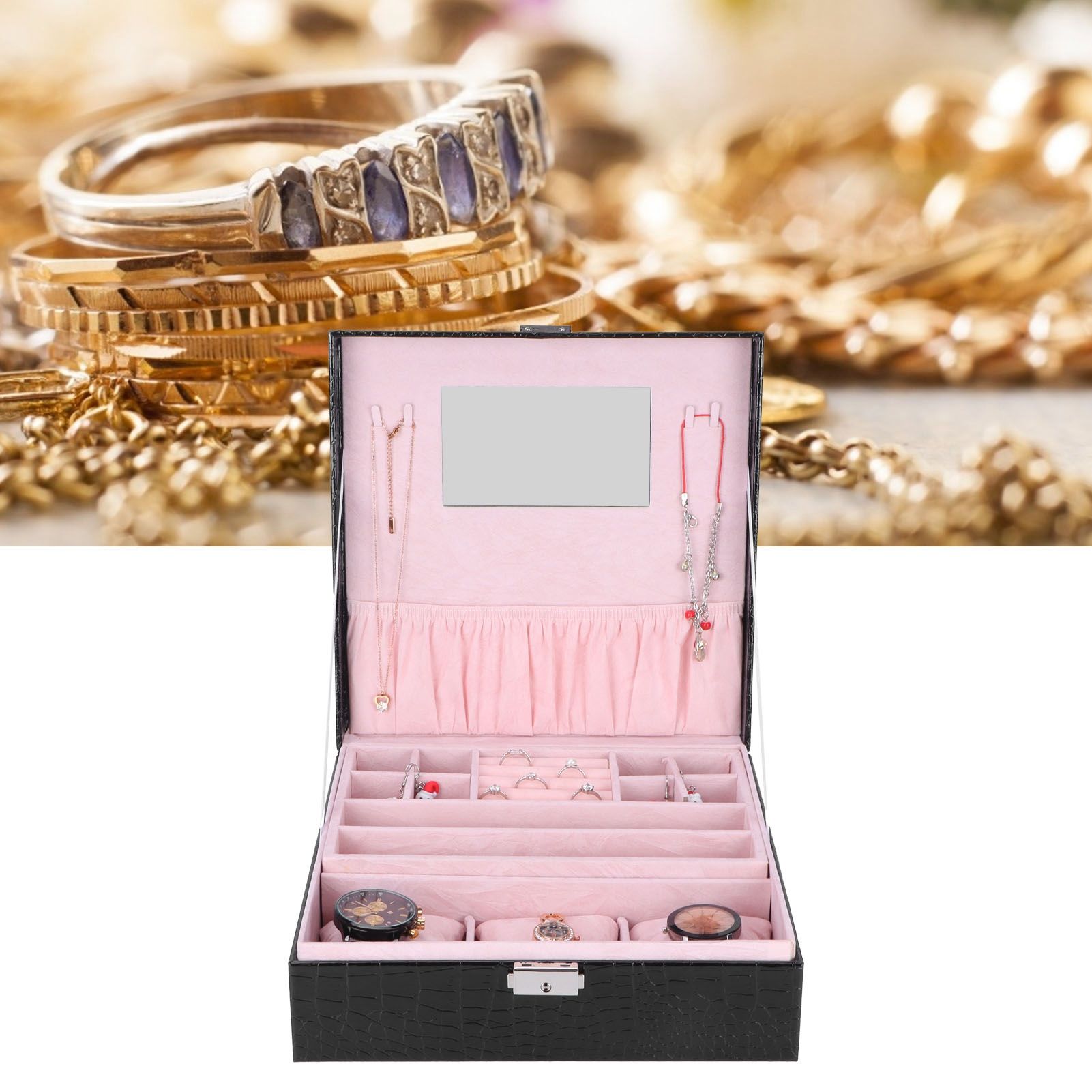 Jewelry Box Earrings Jewelry Display Case Bracelet Watch Organizer Wedding Gifts view 11