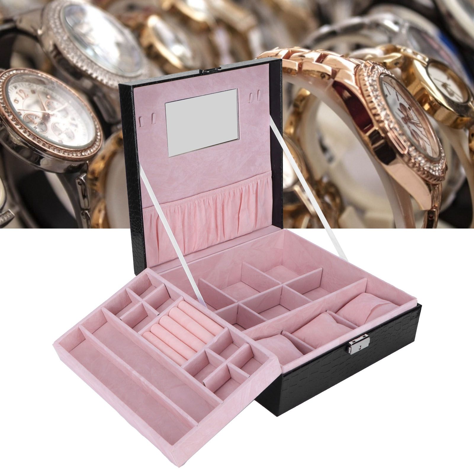 Jewelry Box Earrings Jewelry Display Case Bracelet Watch Organizer Wedding Gifts view 12