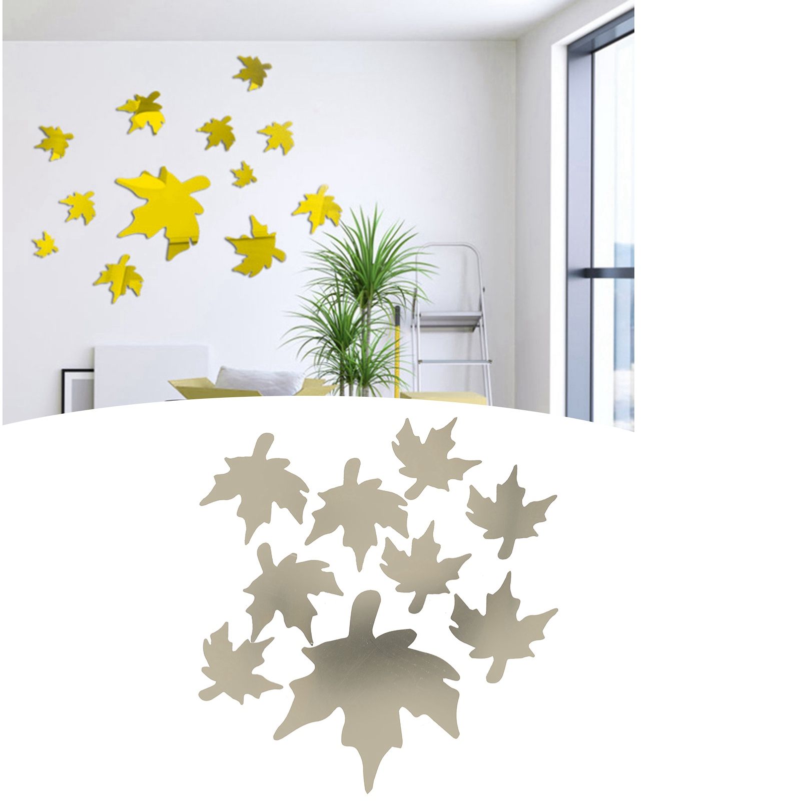 DIY Wall Stickers Maple Leaf Shape PVC Decals 3‑Dimensional Home Wall view 12