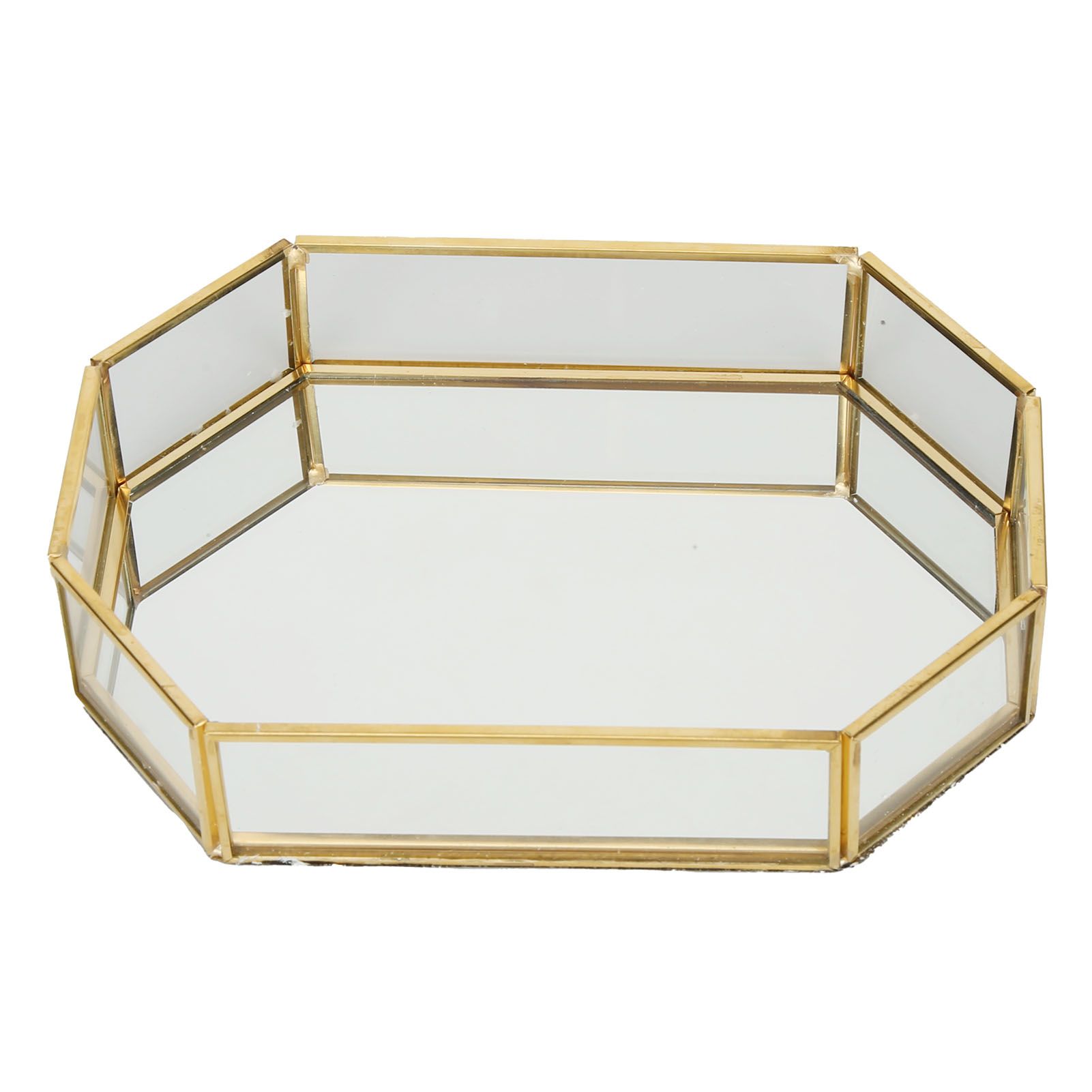 Octagonal Storage Box Mini Gold Geometry Jewelry Necklace Dessert Basket with