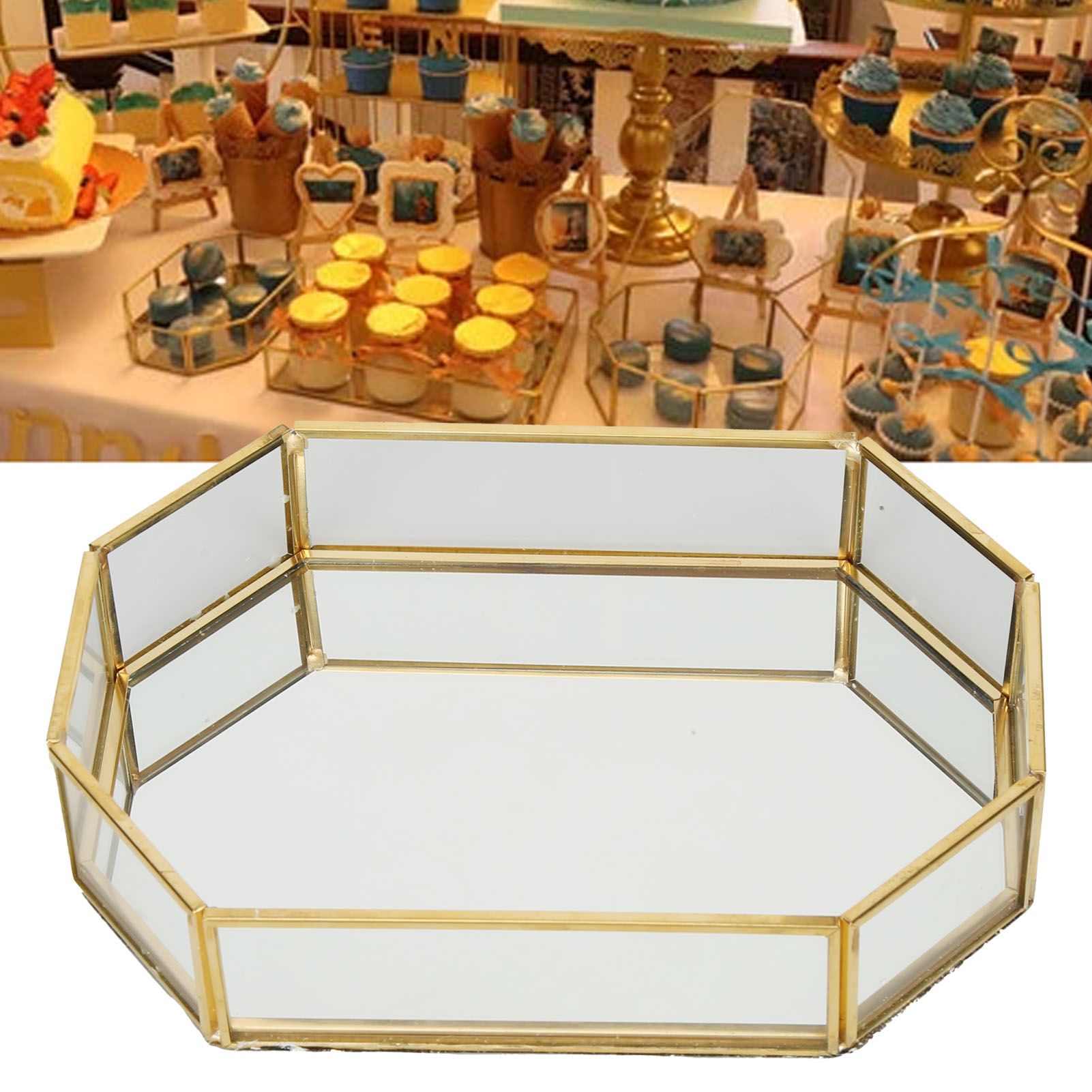 Octagonal Storage Box Mini Gold Geometry Jewelry Necklace Dessert Basket with view 11