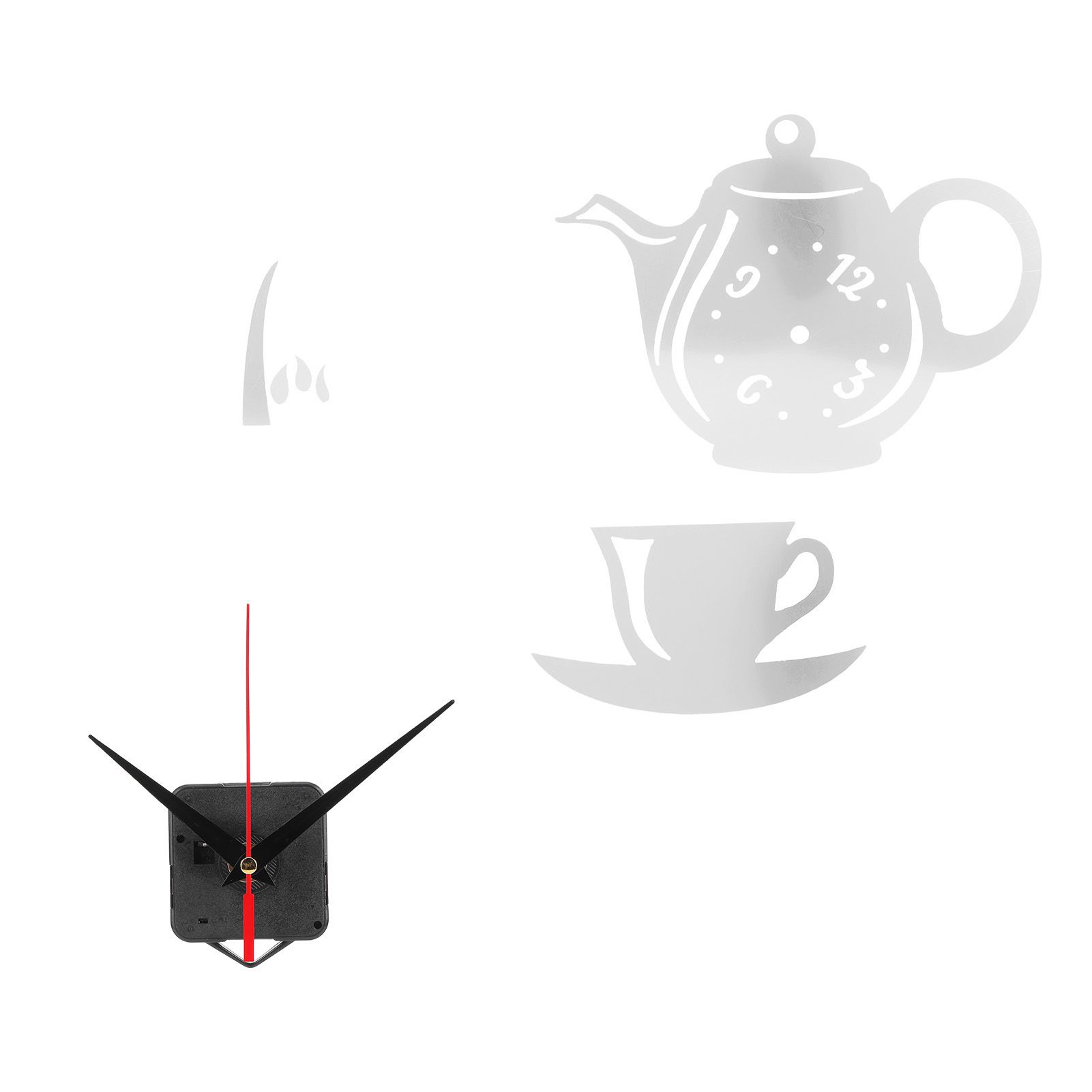 DIY Wall Clock Mirror Surface Sticker TeapotShaped Decals for Living Room — image 1