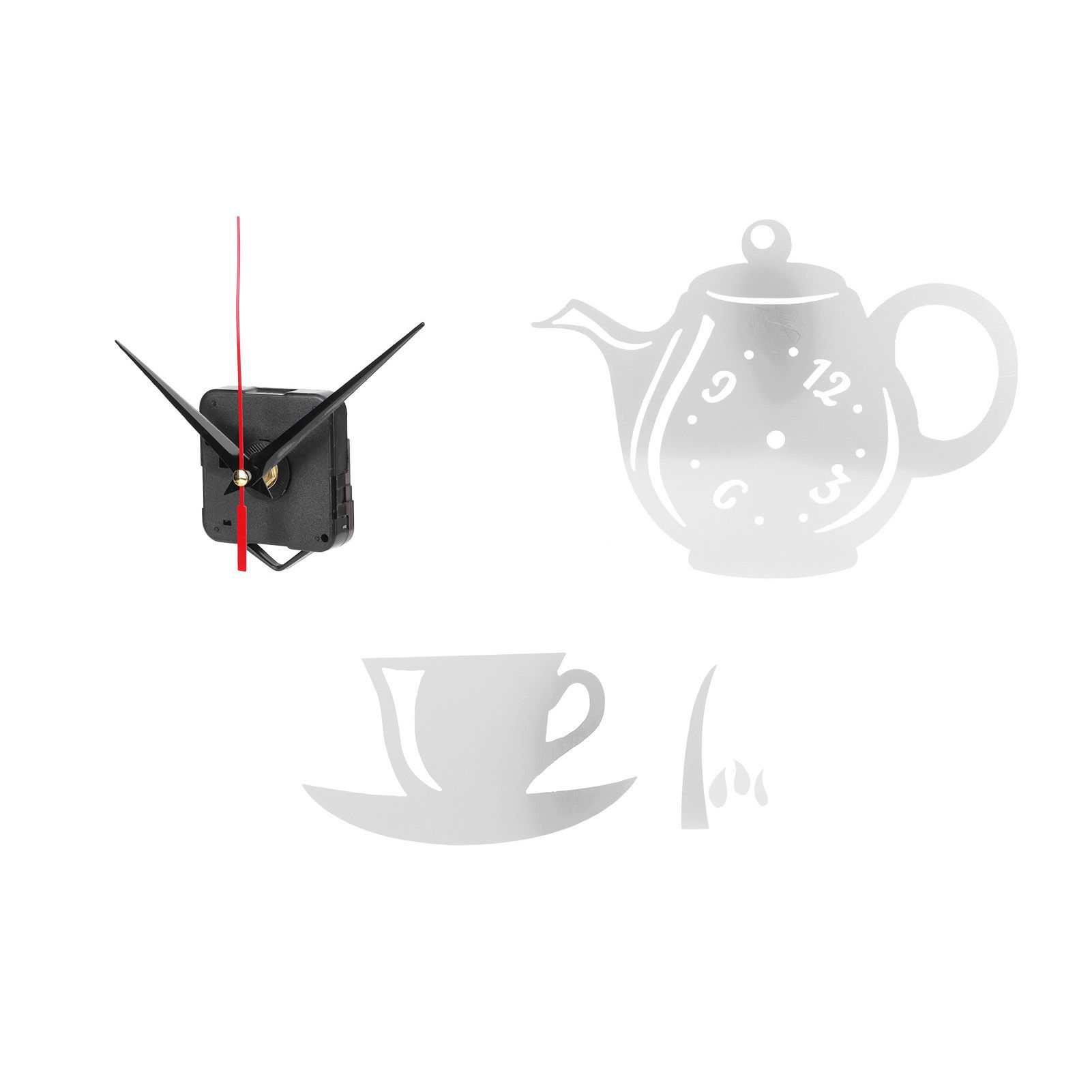 DIY Wall Clock Mirror Surface Sticker TeapotShaped Decals for Living Room view 3