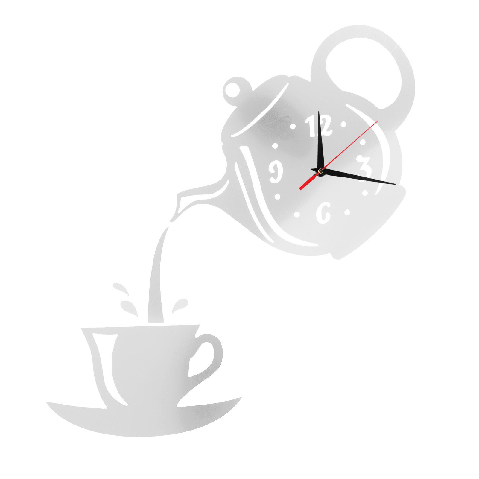 DIY Wall Clock Mirror Surface Sticker TeapotShaped Decals for Living Room view 11