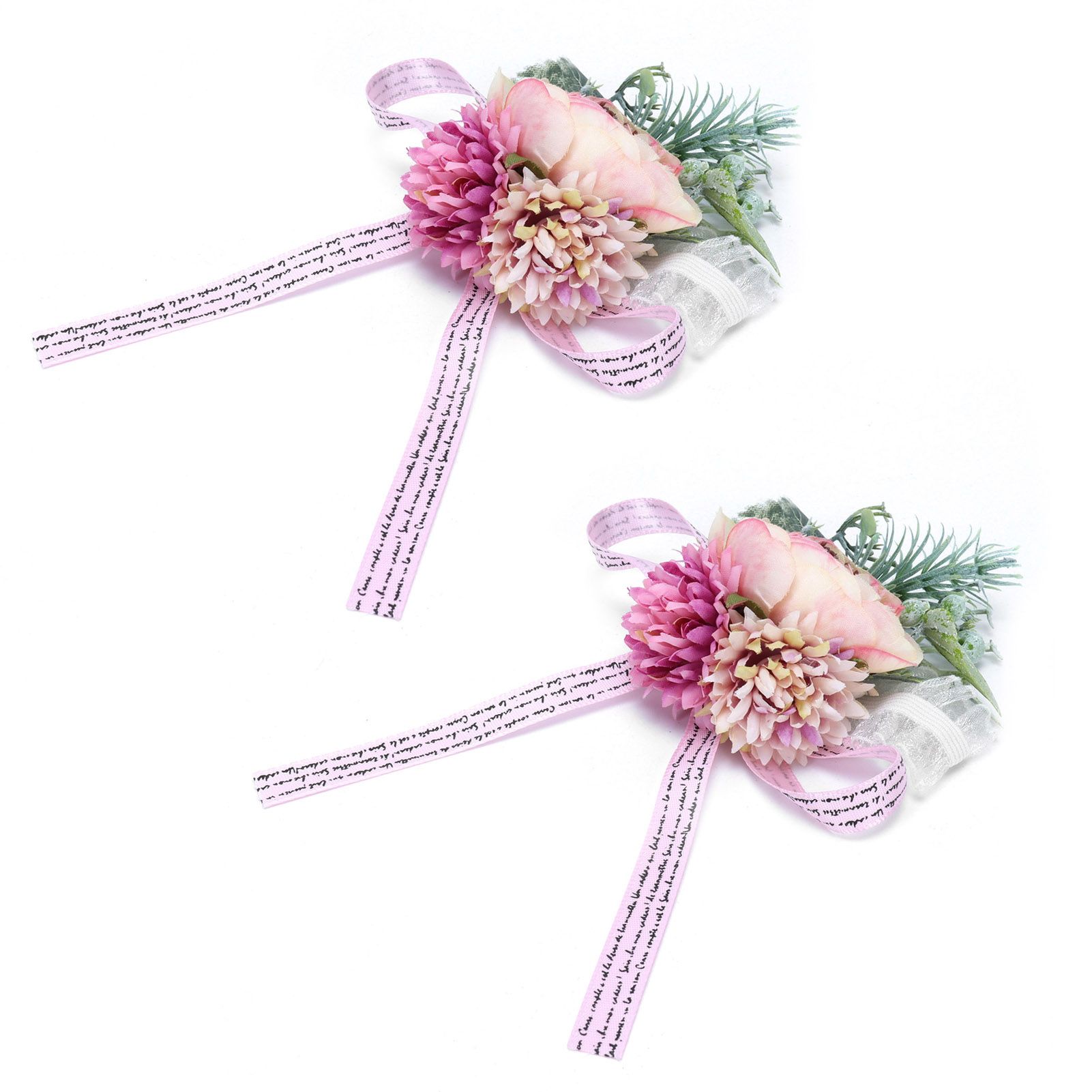 2Pcs Wedding Bridal Corsage Bridesmaid Wrist Flower for Wedding Party view 2