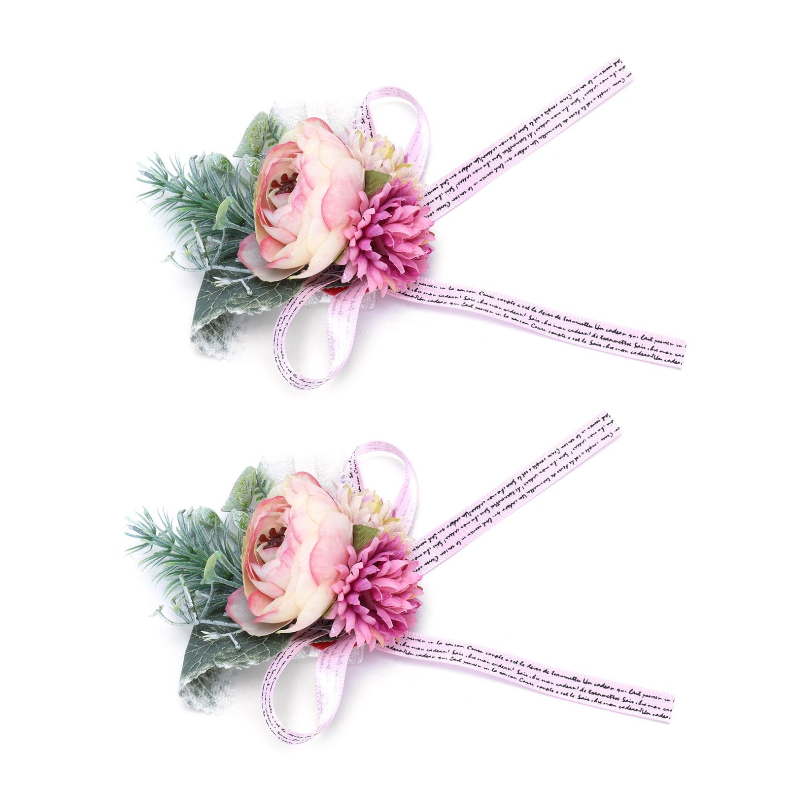 2Pcs Wedding Bridal Corsage Bridesmaid Wrist Flower for Wedding Party view 4