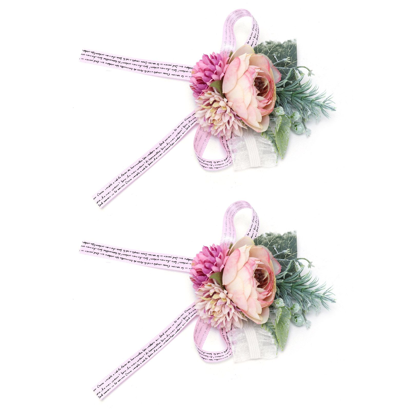 2Pcs Wedding Bridal Corsage Bridesmaid Wrist Flower for Wedding Party view 5