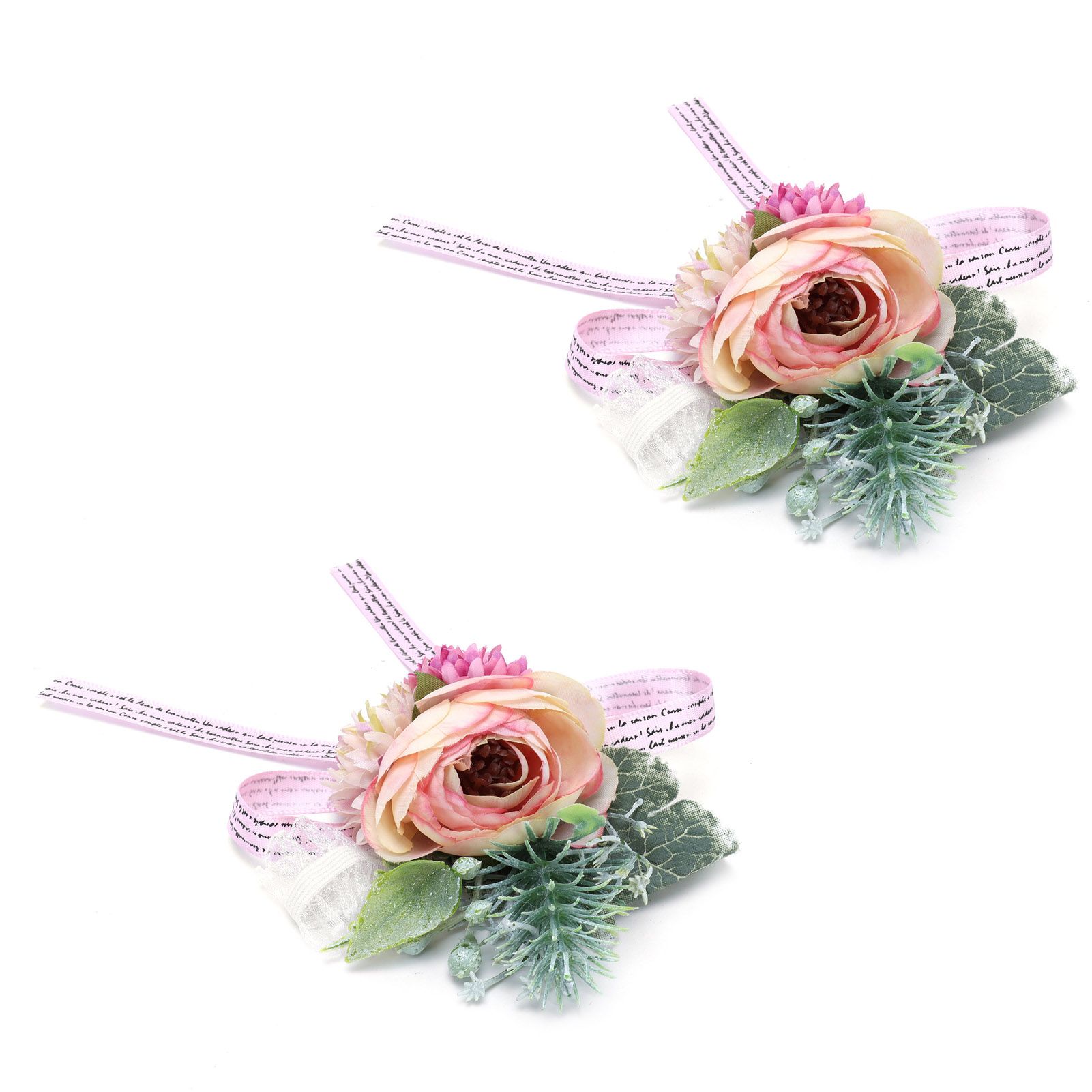 2Pcs Wedding Bridal Corsage Bridesmaid Wrist Flower for Wedding Party view 6