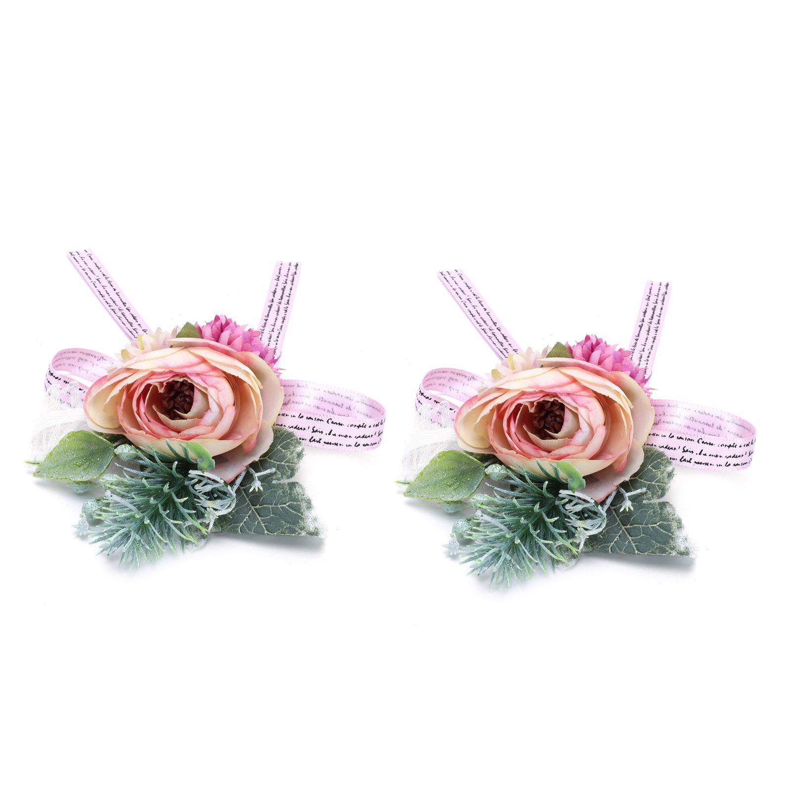 2Pcs Wedding Bridal Corsage Bridesmaid Wrist Flower for Wedding Party view 7