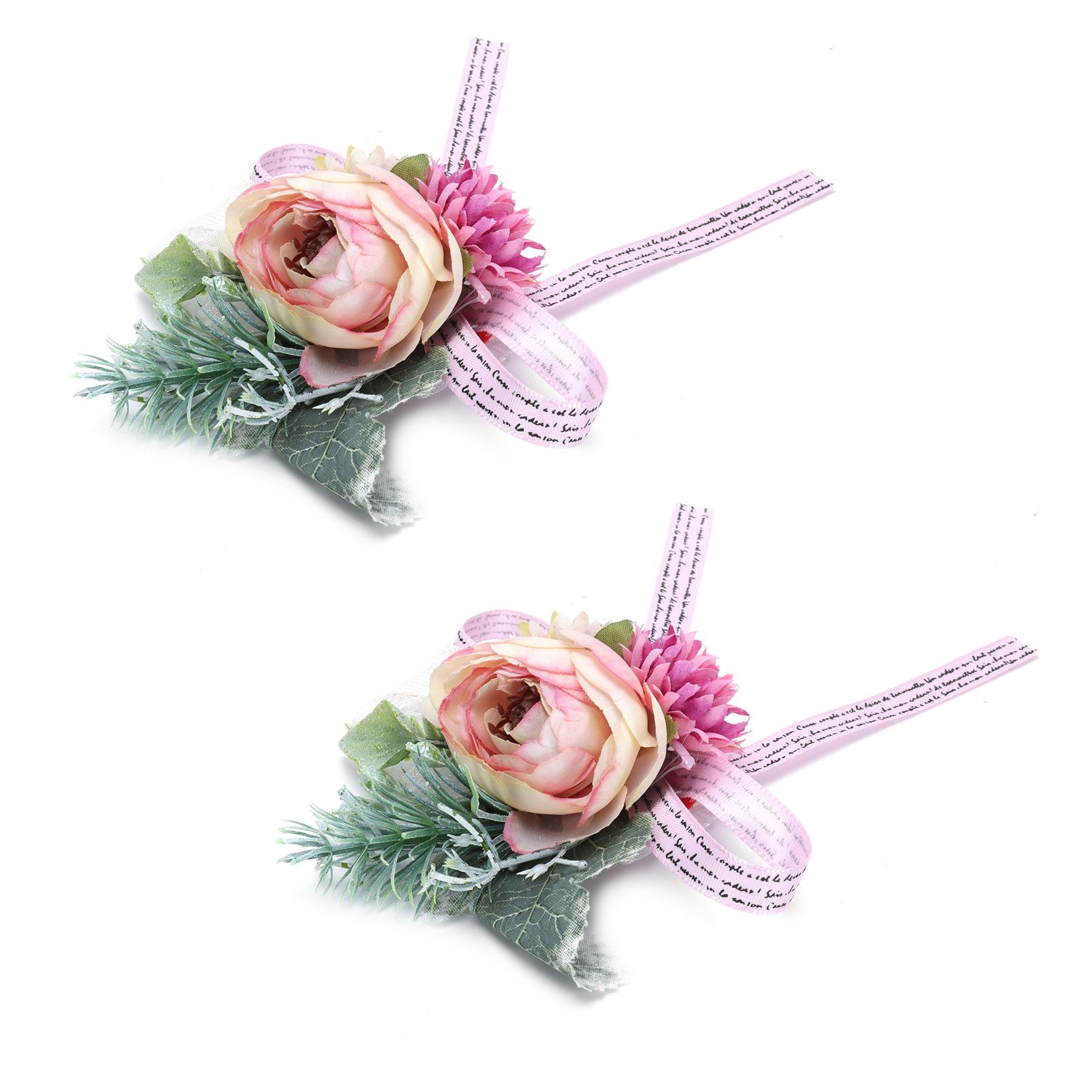 2Pcs Wedding Bridal Corsage Bridesmaid Wrist Flower for Wedding Party view 8