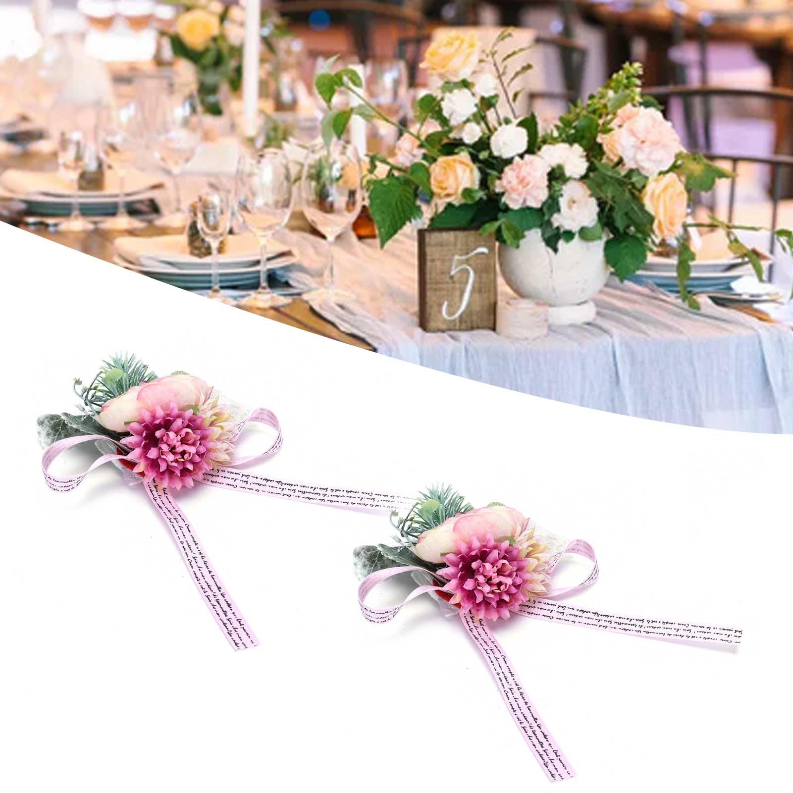 2Pcs Wedding Bridal Corsage Bridesmaid Wrist Flower for Wedding Party view 11