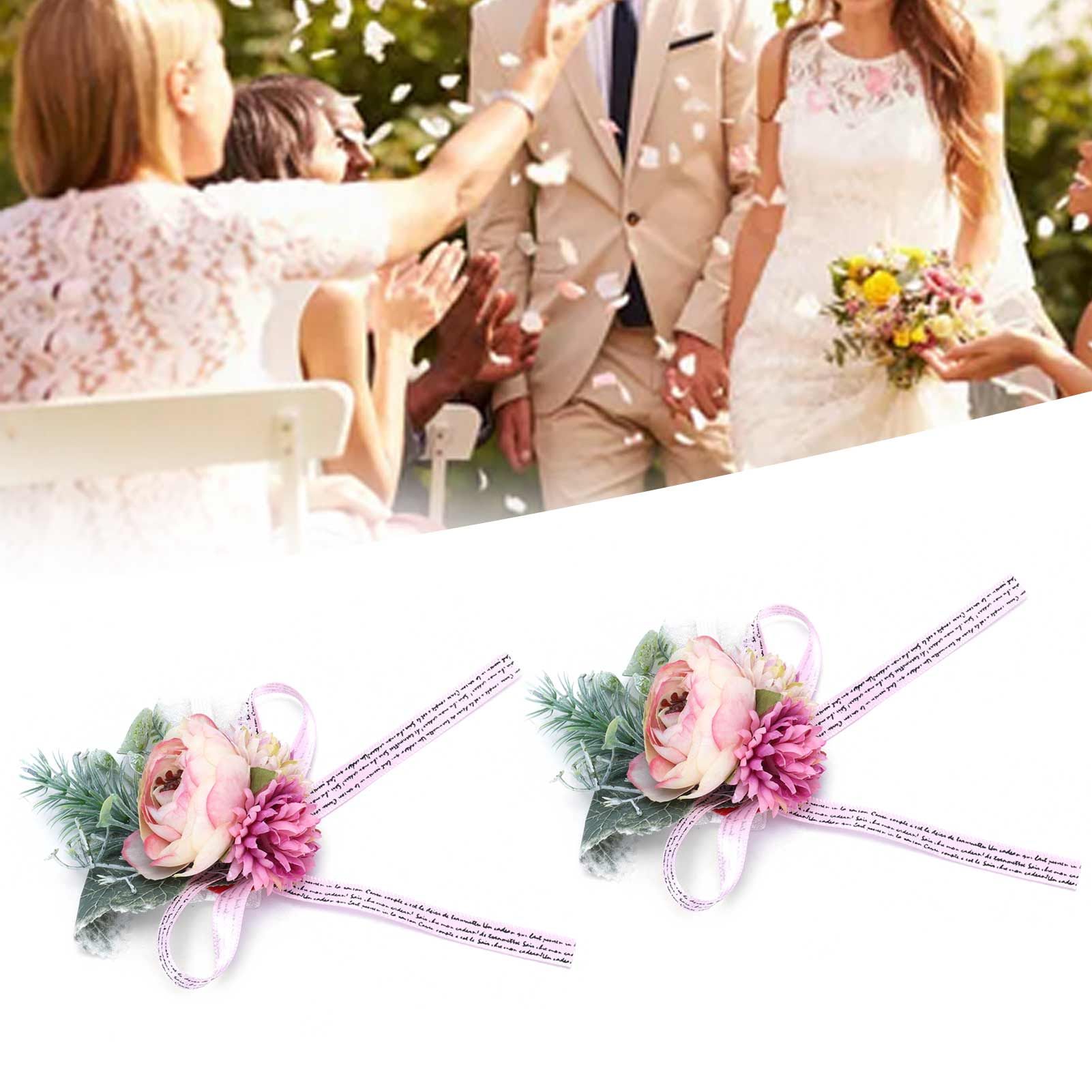 2Pcs Wedding Bridal Corsage Bridesmaid Wrist Flower for Wedding Party view 12