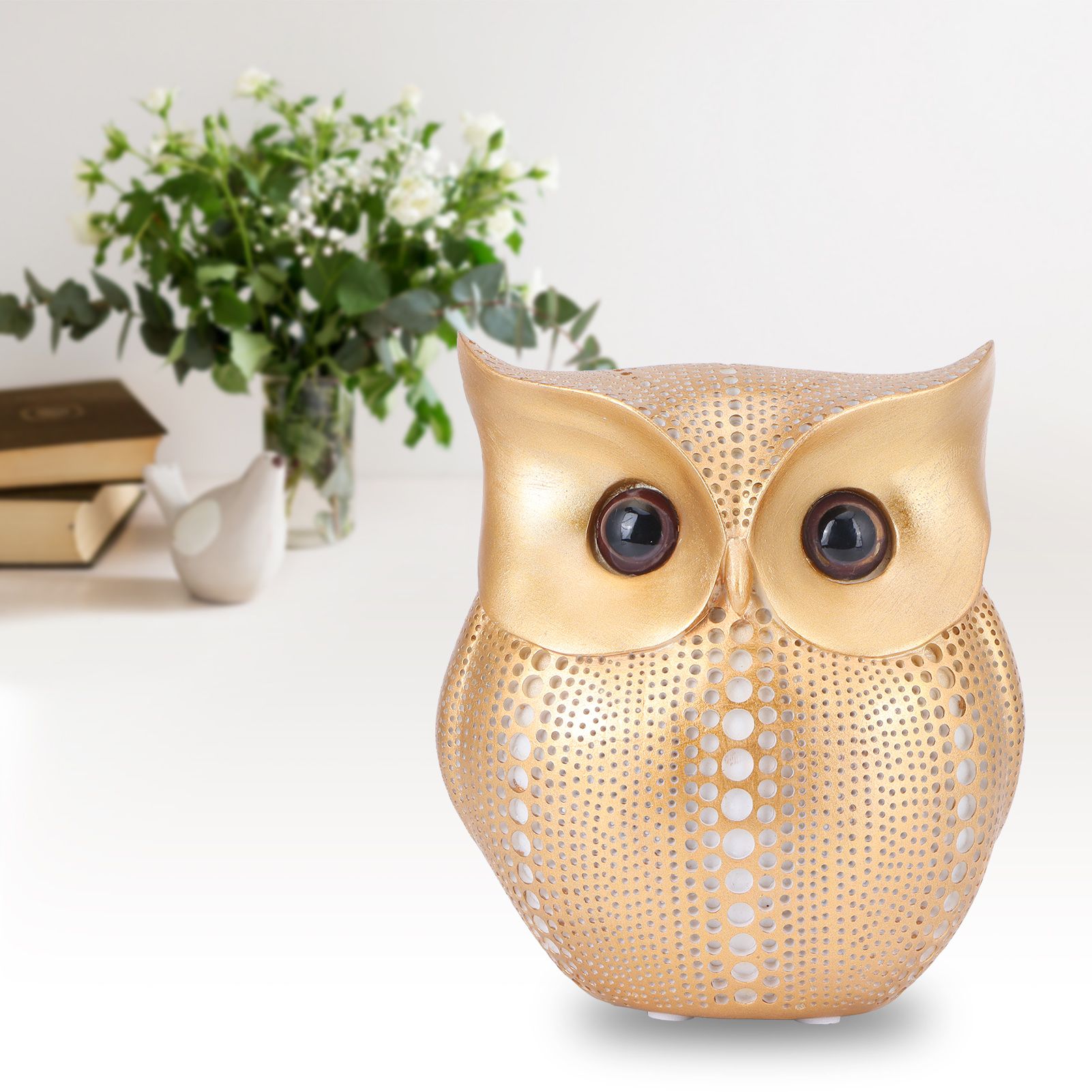 Owl Statue Figurine Nordic Resin Animal Sculpture Ornament Craft Home Desktop view 11