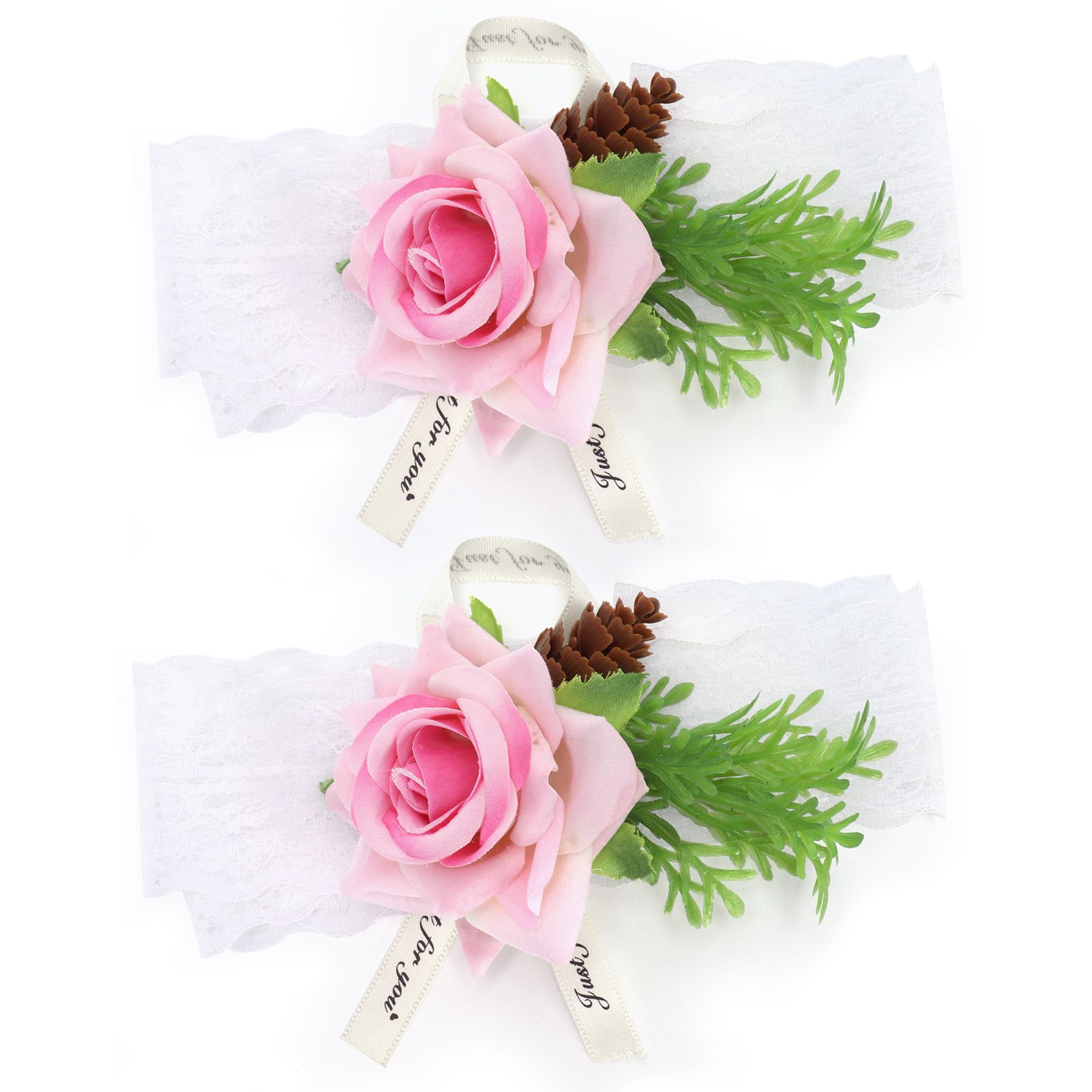 2Pcs Bridesmaid Silk Wrist Flower Bridal Corsage Wedding Ceremony Decoration
