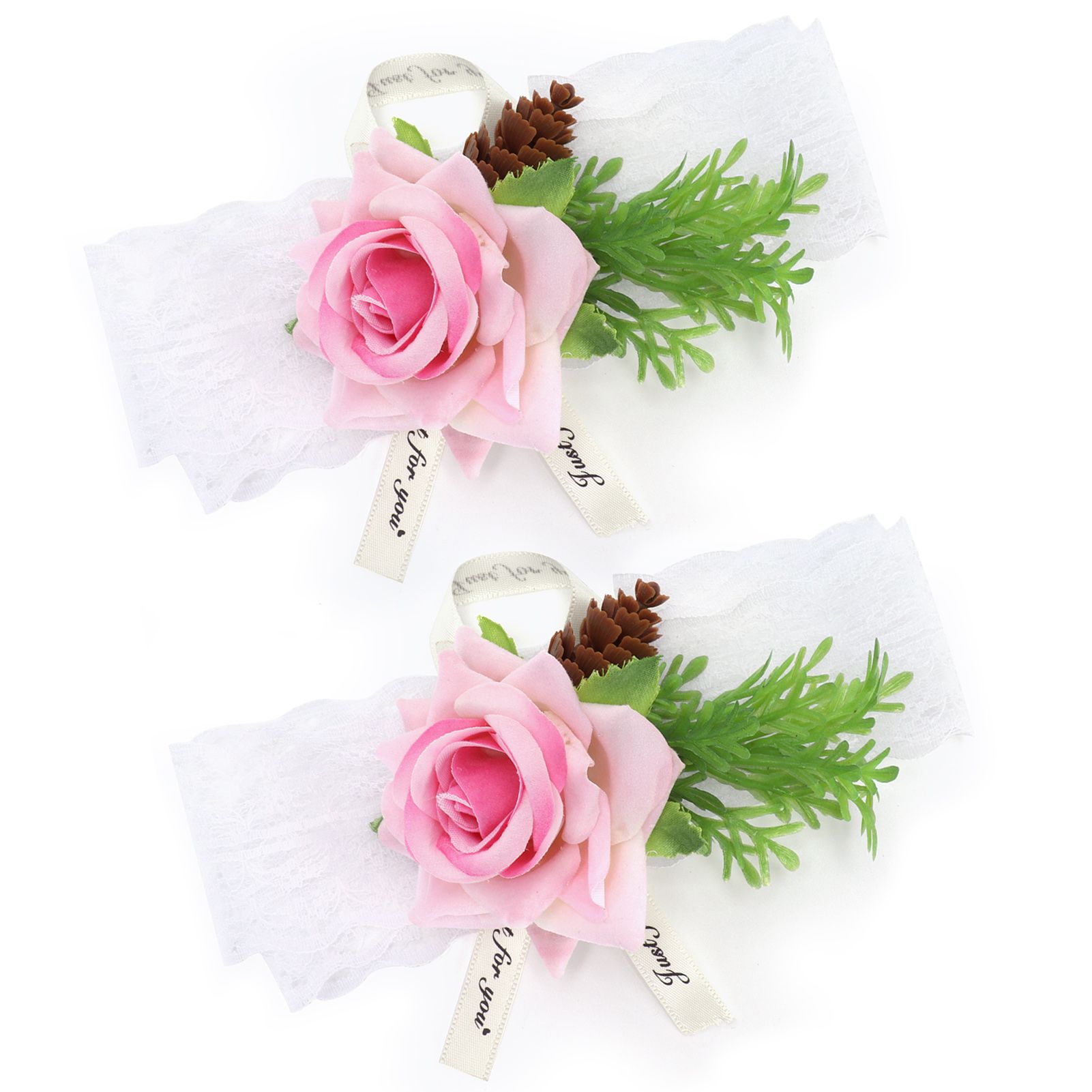 2Pcs Bridesmaid Silk Wrist Flower Bridal Corsage Wedding Ceremony Decoration view 4