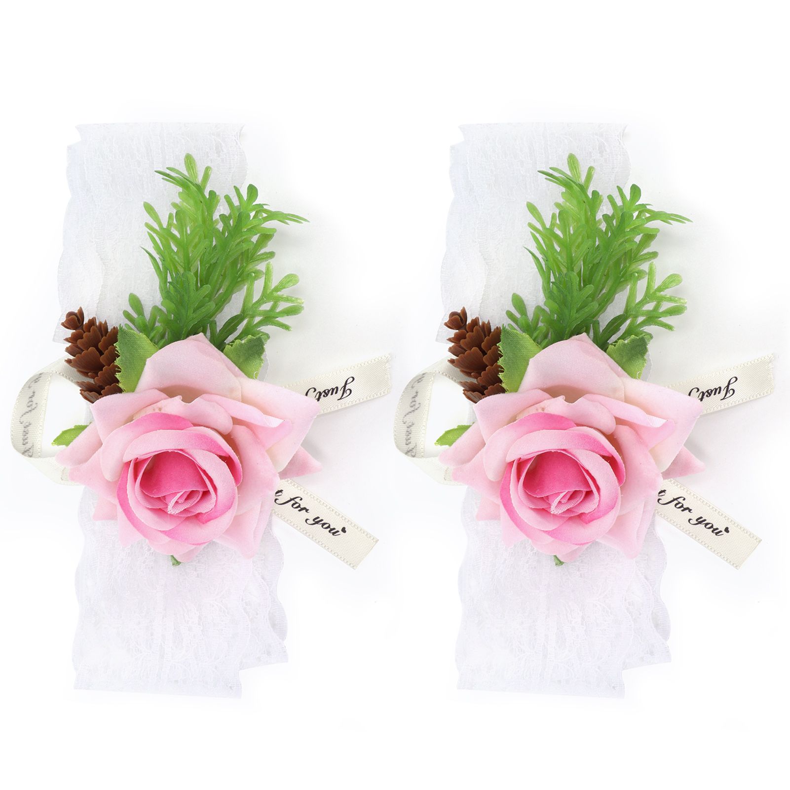2Pcs Bridesmaid Silk Wrist Flower Bridal Corsage Wedding Ceremony Decoration view 6