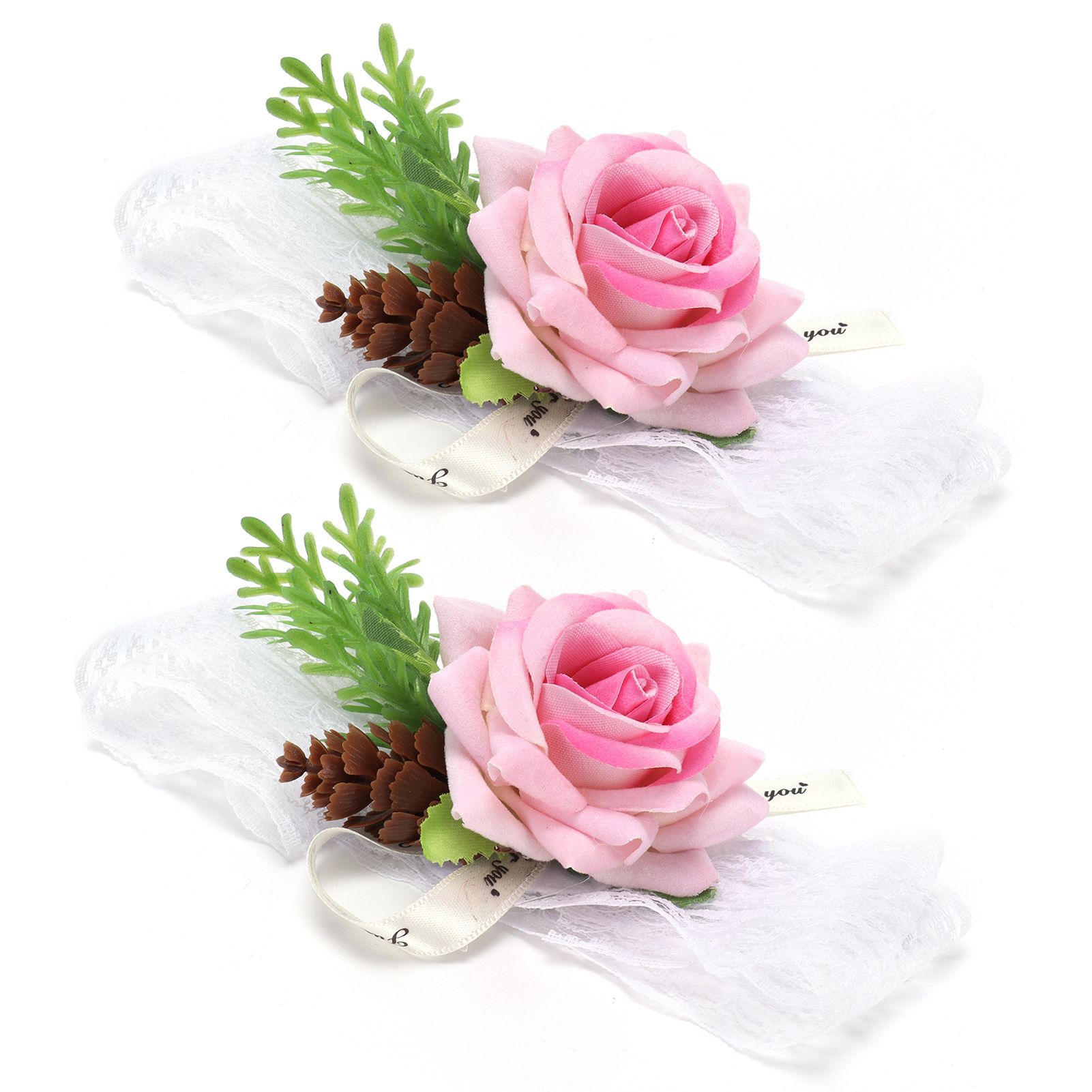 2Pcs Bridesmaid Silk Wrist Flower Bridal Corsage Wedding Ceremony Decoration view 9
