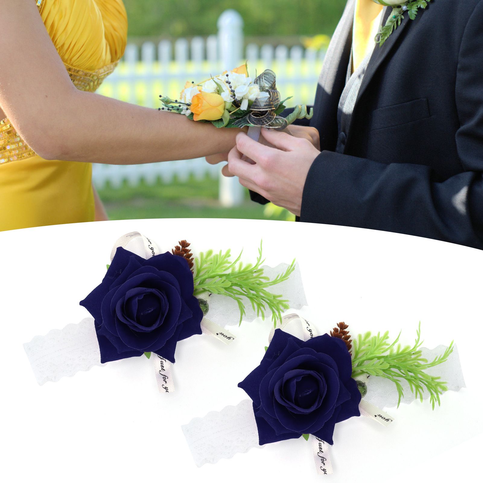 2Pcs Bridesmaid Silk Wrist Flower Bridal Corsage Wedding Ceremony Decoration view 12