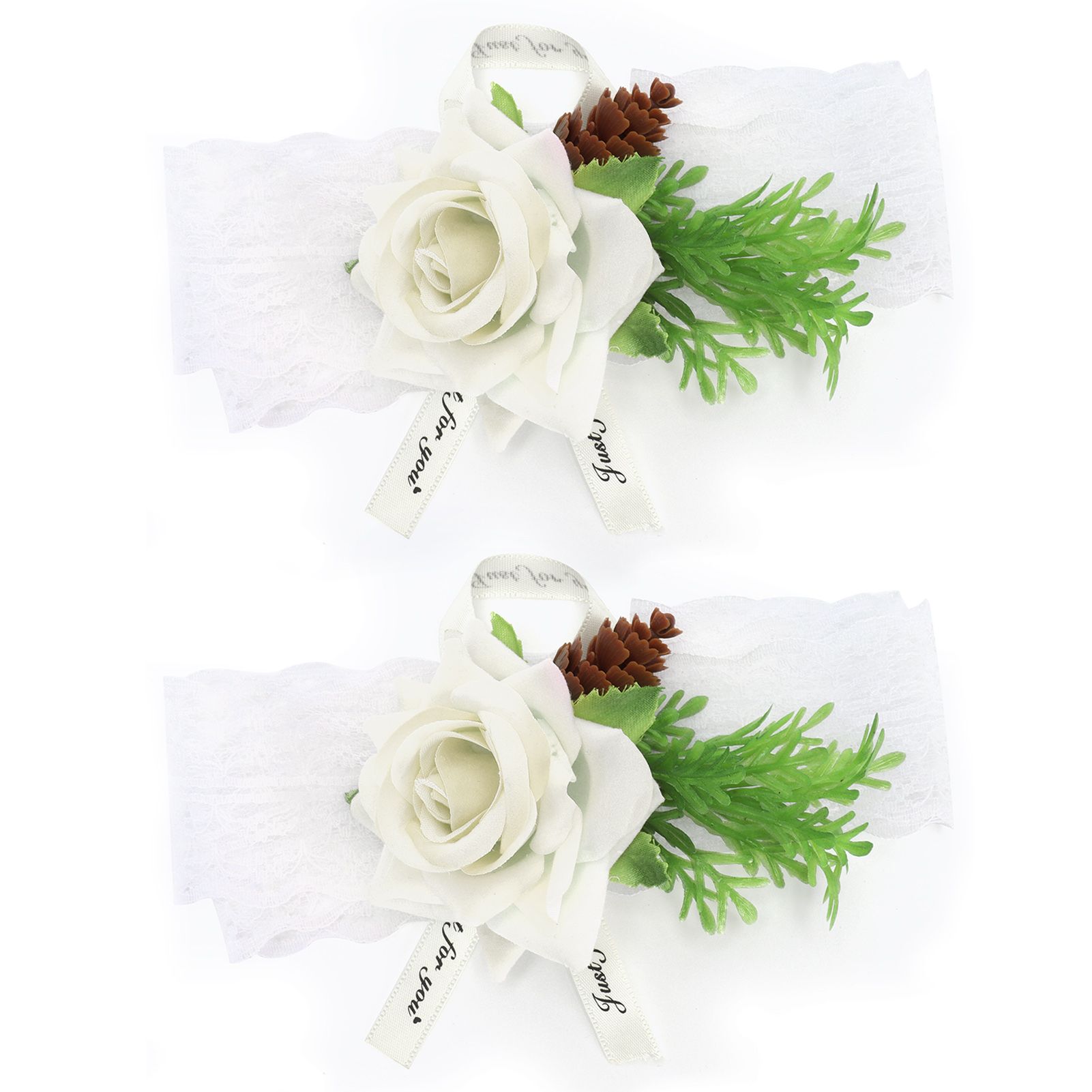 2Pcs Bridesmaid Silk Wrist Flower Bridal Corsage Wedding Ceremony Decoration