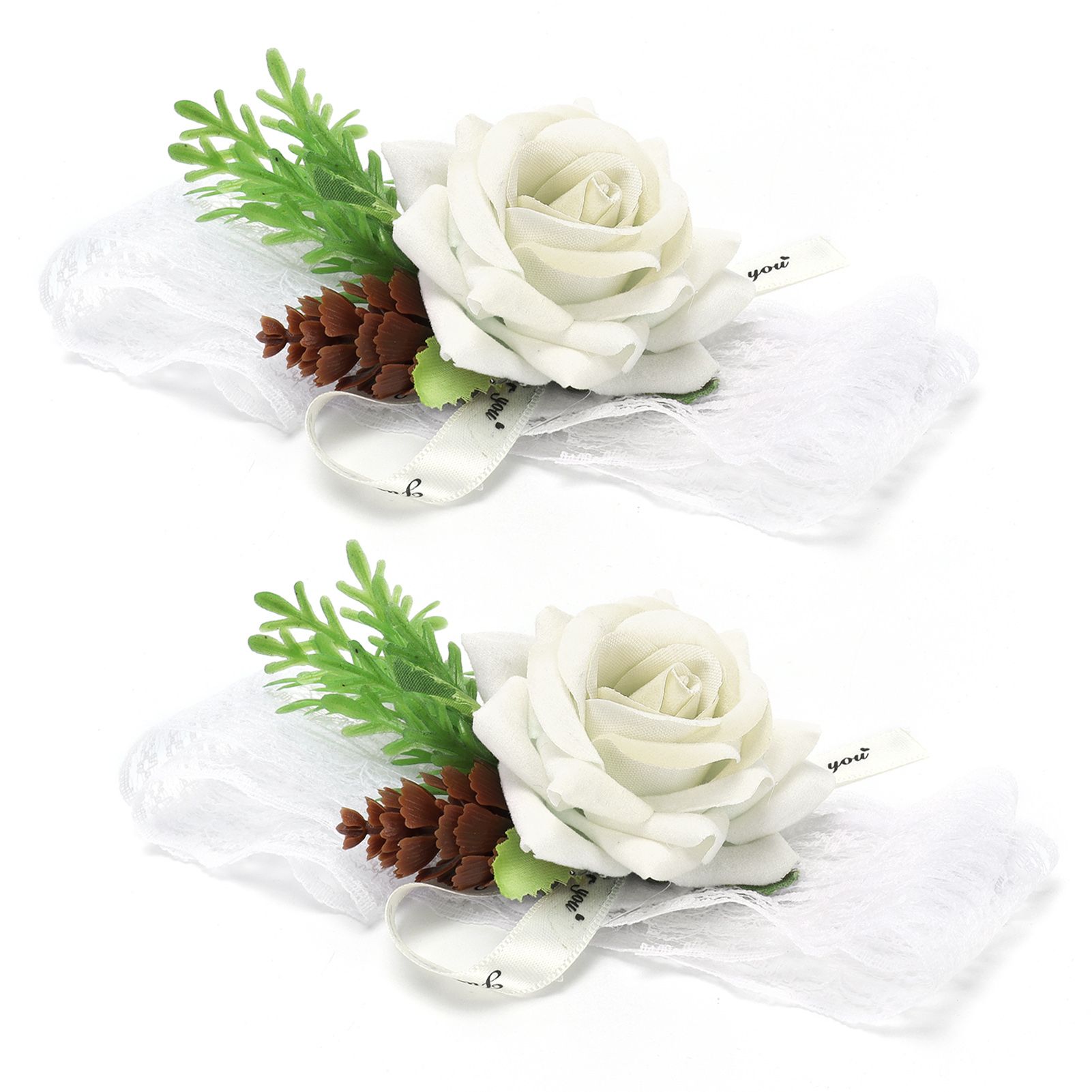 2Pcs Bridesmaid Silk Wrist Flower Bridal Corsage Wedding Ceremony Decoration view 7