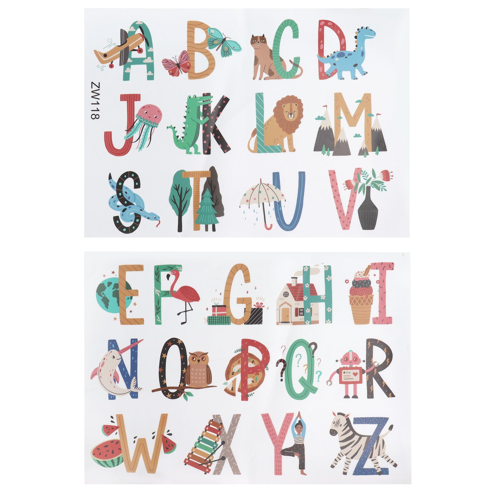 Animals Plants English Letters Pattern Wall Sticker Wall Decals for Kids Room