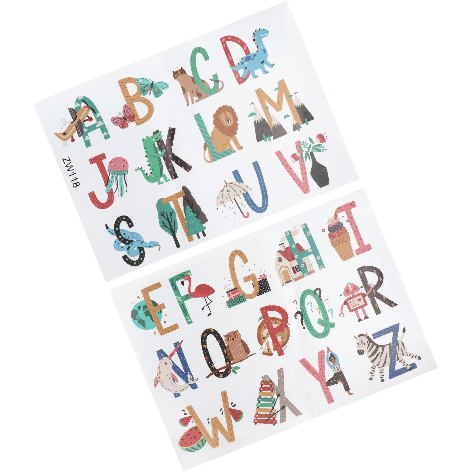 Animals Plants English Letters Pattern Wall Sticker Wall Decals for Kids Room view 2