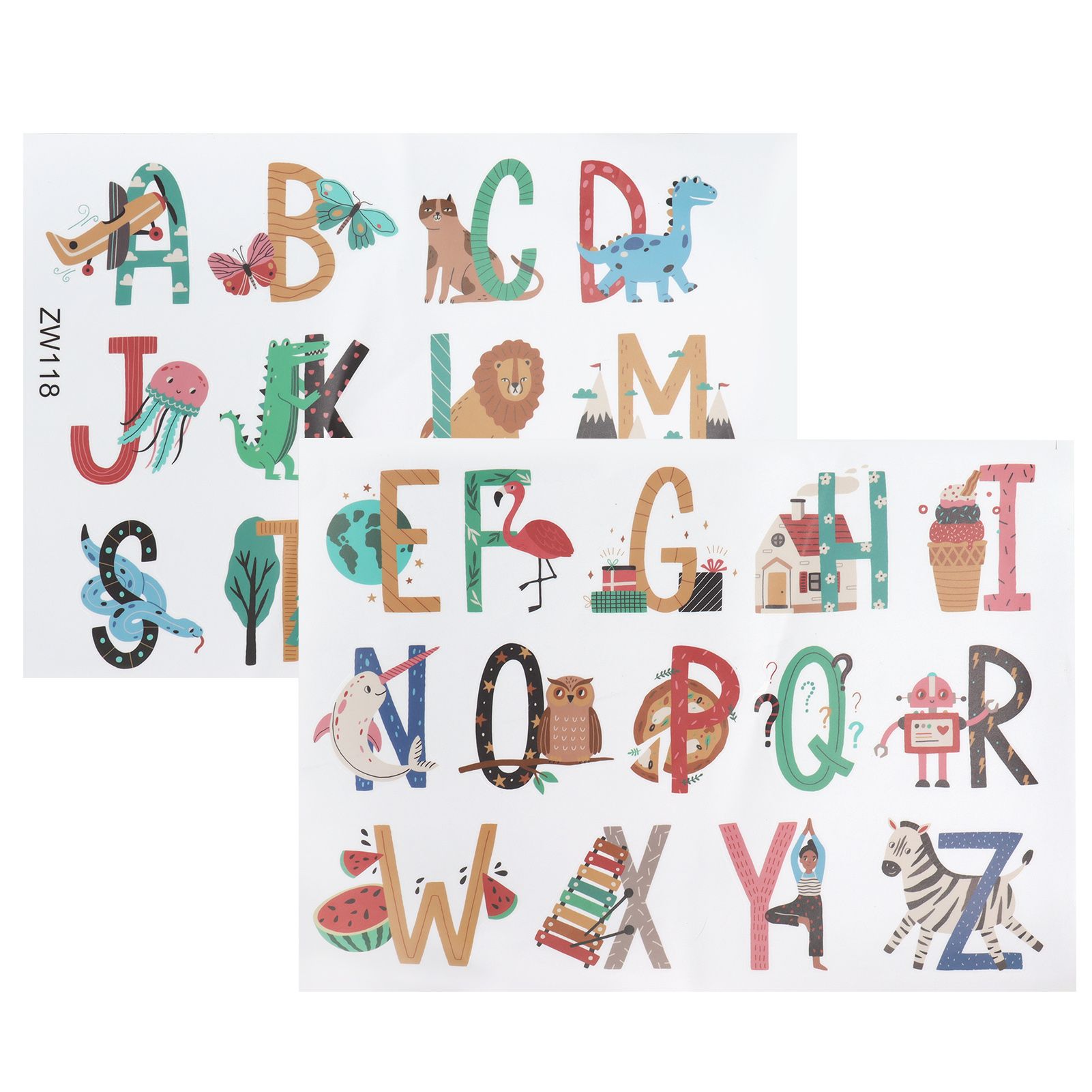 Animals Plants English Letters Pattern Wall Sticker Wall Decals for Kids Room view 3