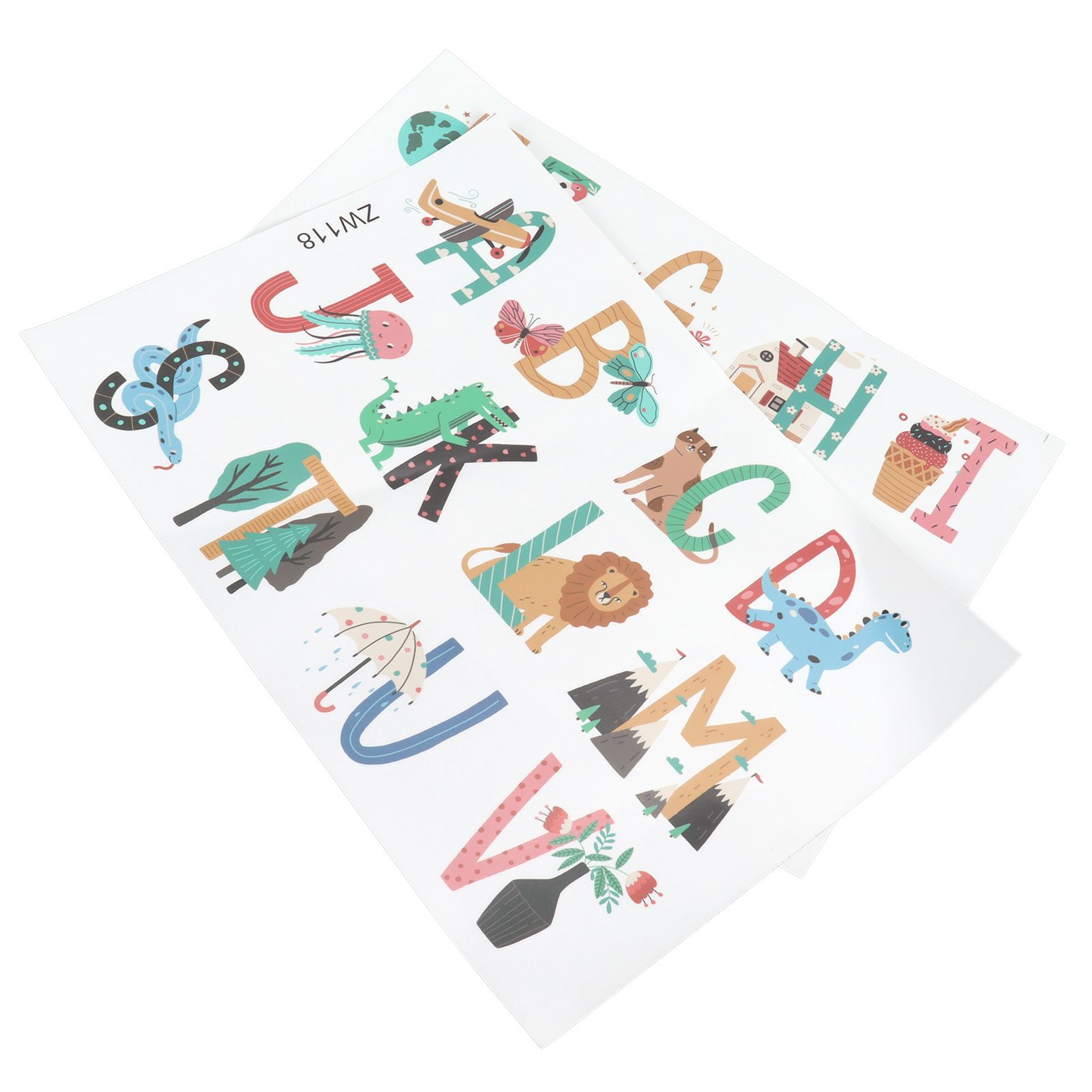 Animals Plants English Letters Pattern Wall Sticker Wall Decals for Kids Room view 5