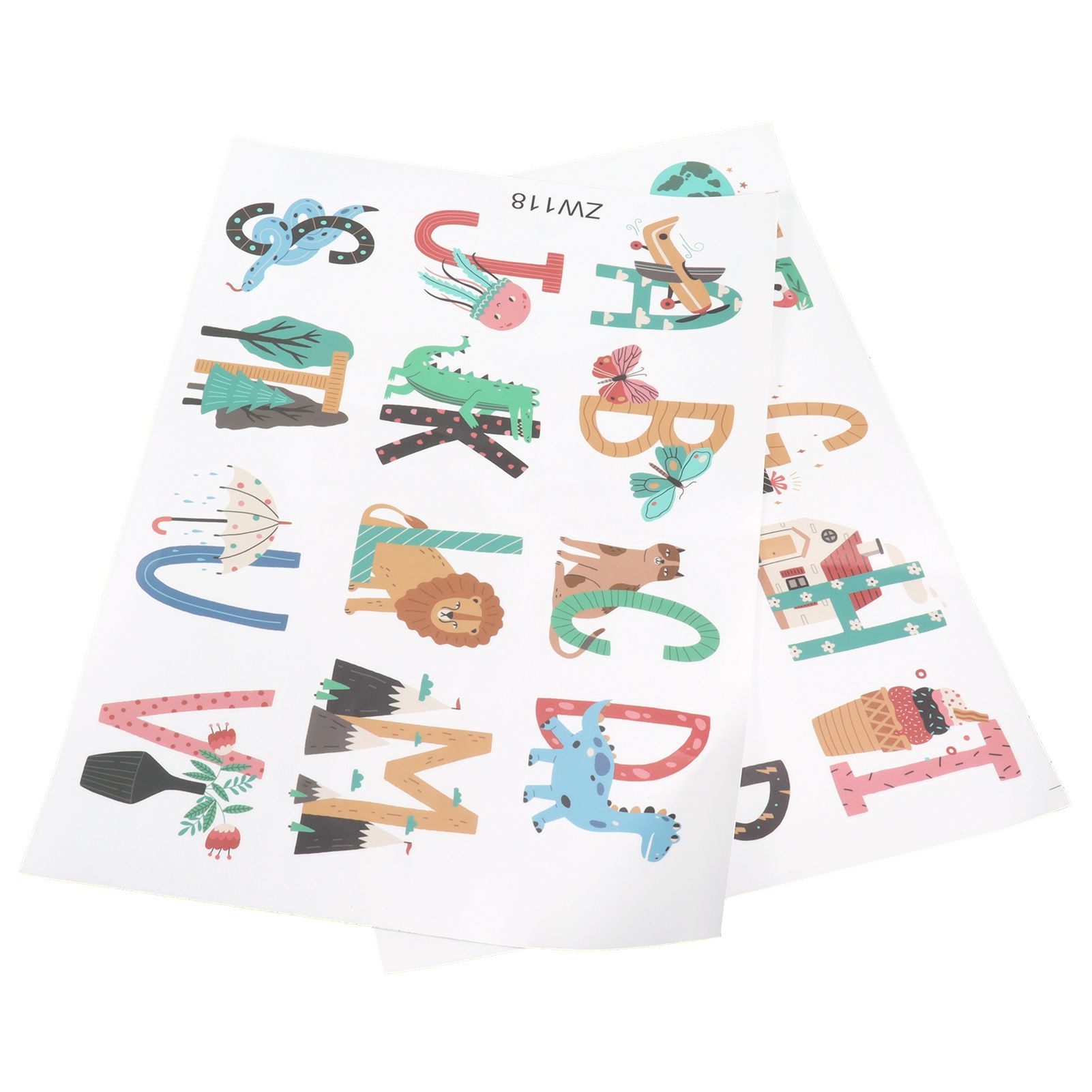Animals Plants English Letters Pattern Wall Sticker Wall Decals for Kids Room view 6