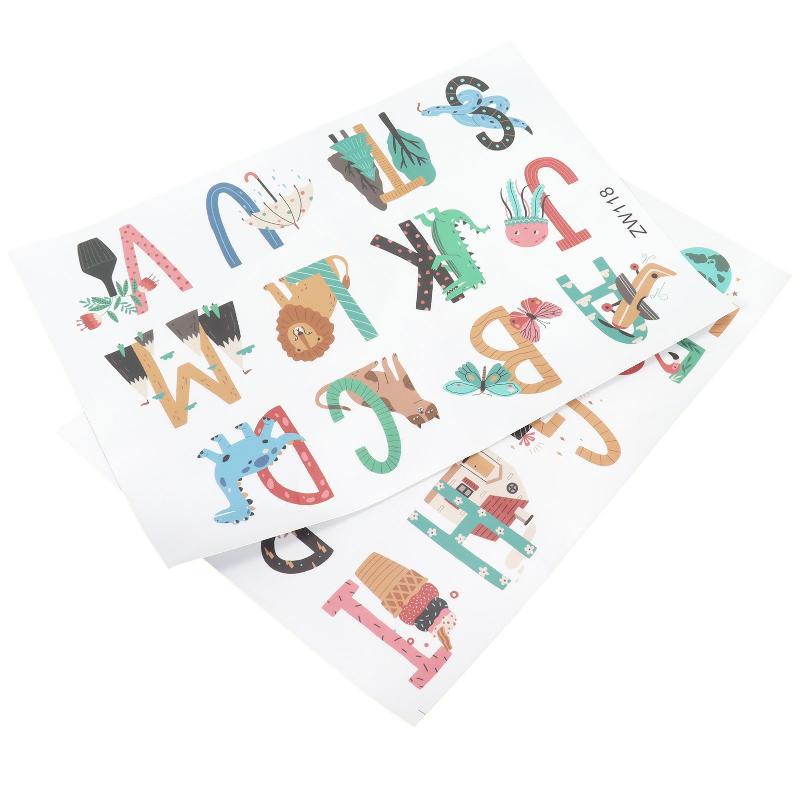 Animals Plants English Letters Pattern Wall Sticker Wall Decals for Kids Room view 8