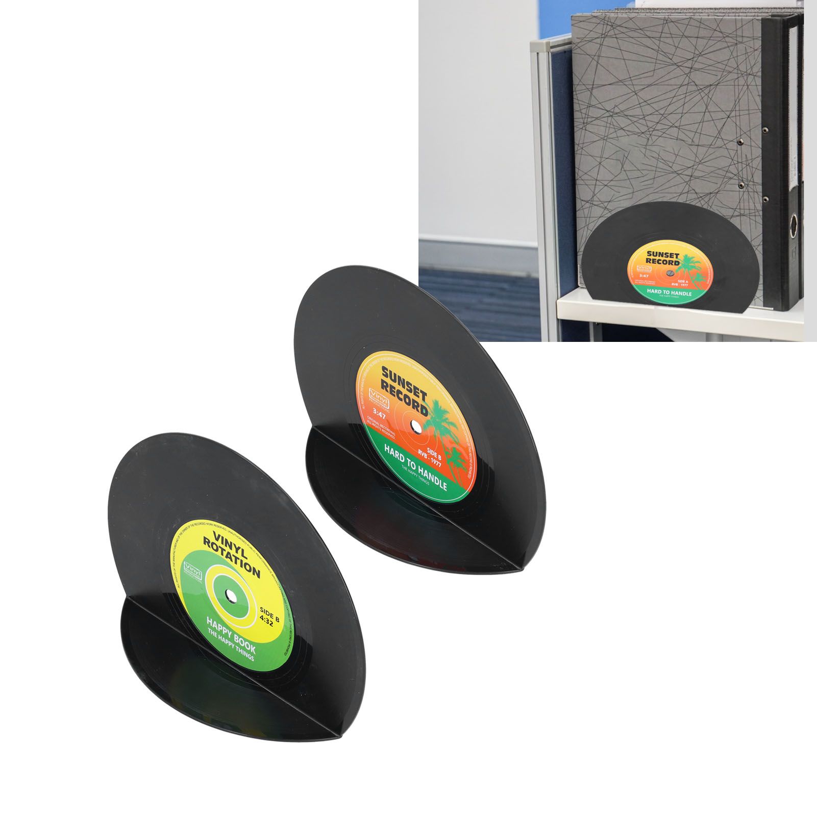 2Pcs/Set Bookend Vintage CD Record Shape Book Stand Holder Organizer Home view 11