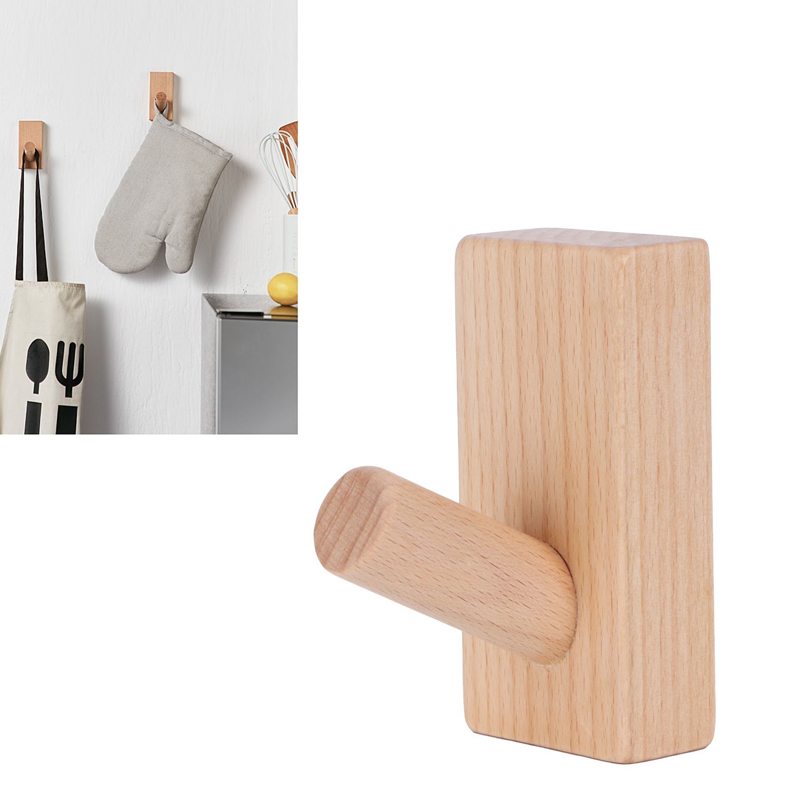 Originality Wall Hanging Hook Wooden Door Clothes Hat Hanger for Bedroom Bathroom view 11