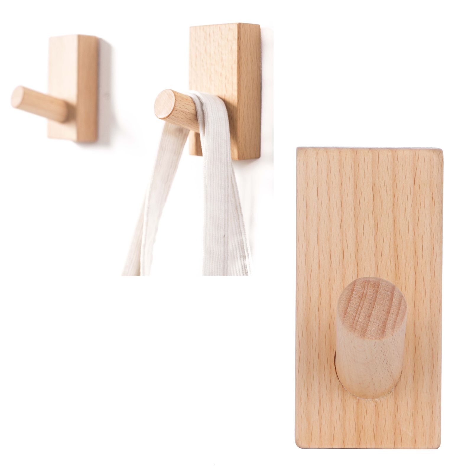 Originality Wall Hanging Hook Wooden Door Clothes Hat Hanger for Bedroom Bathroom view 12