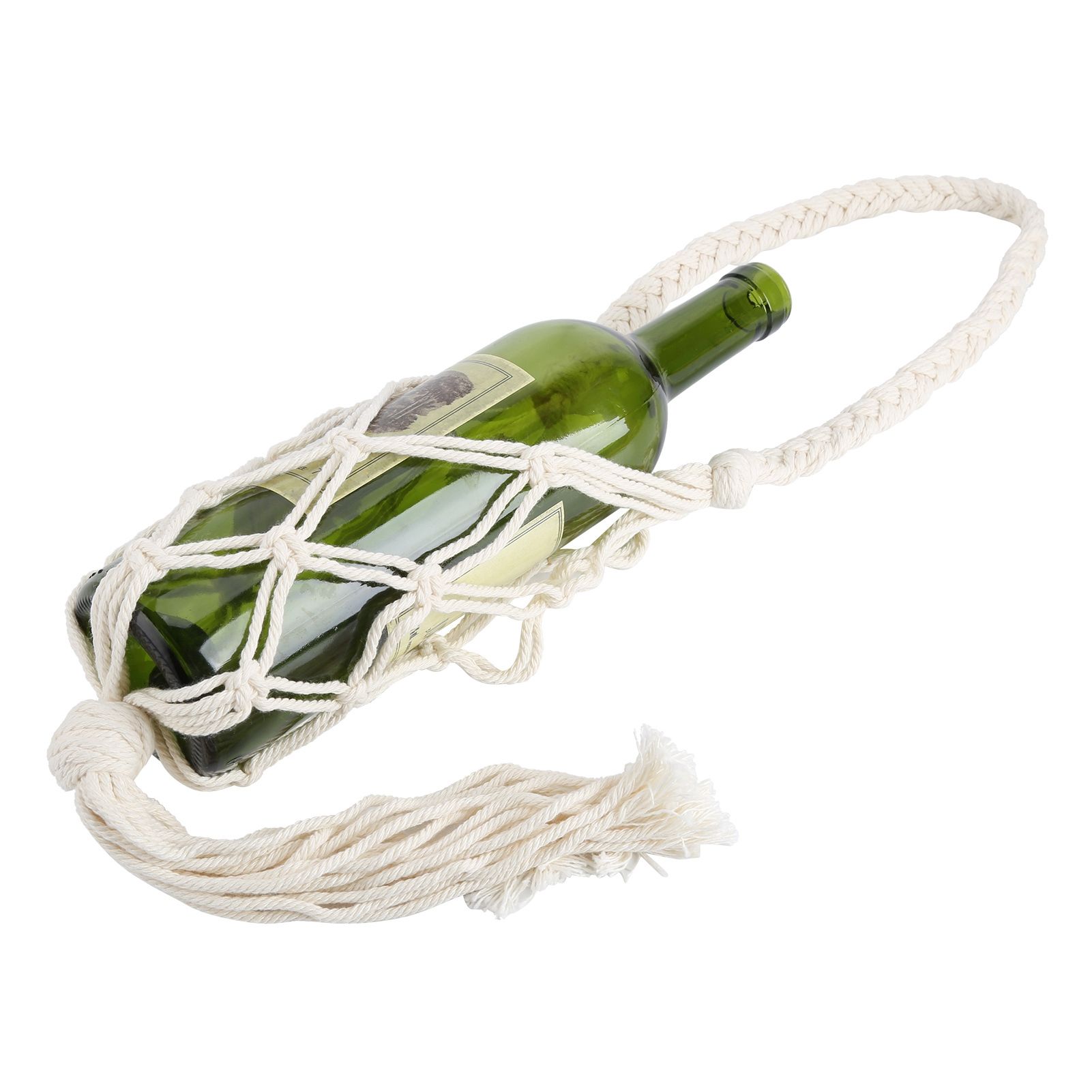 Wine Bottle Holder Bohemian Style Hand Knitting Cotton Rope Bottles Storage view 4