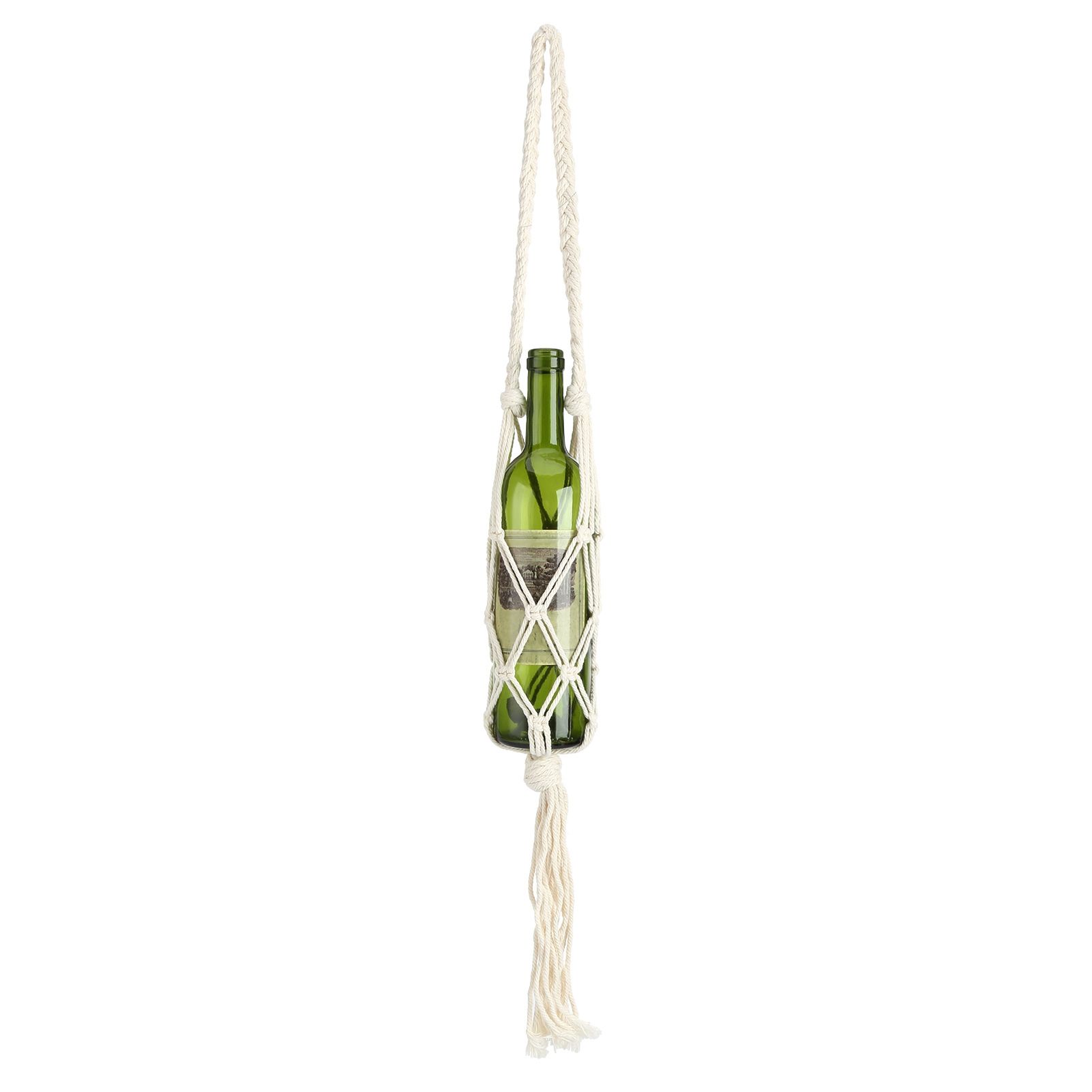 Wine Bottle Holder Bohemian Style Hand Knitting Cotton Rope Bottles Storage view 5