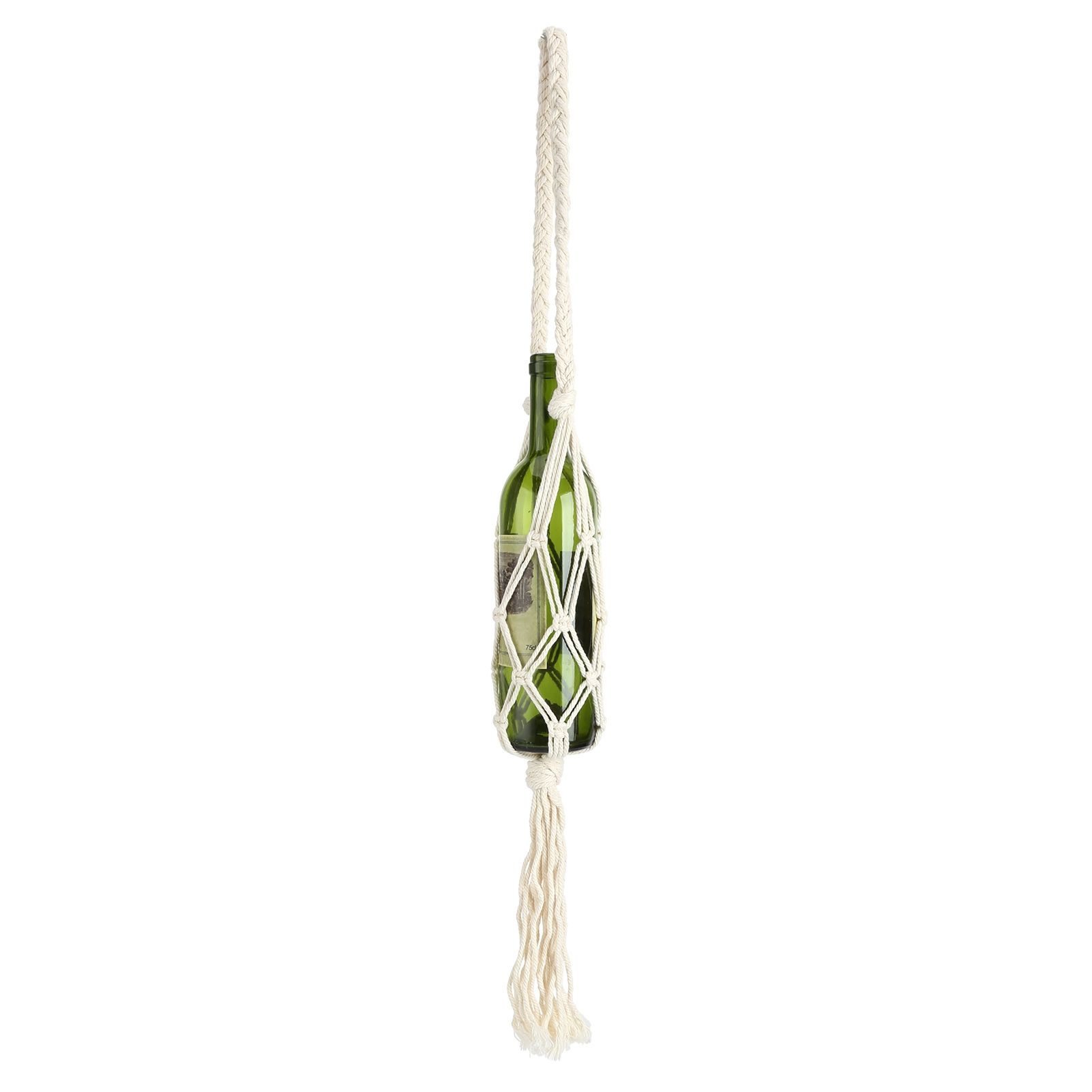 Wine Bottle Holder Bohemian Style Hand Knitting Cotton Rope Bottles Storage view 6