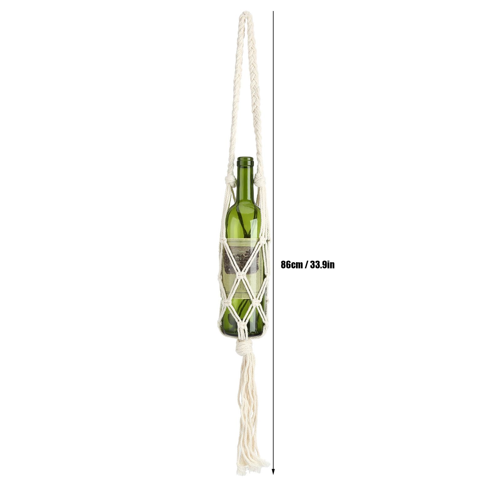 Wine Bottle Holder Bohemian Style Hand Knitting Cotton Rope Bottles Storage view 13