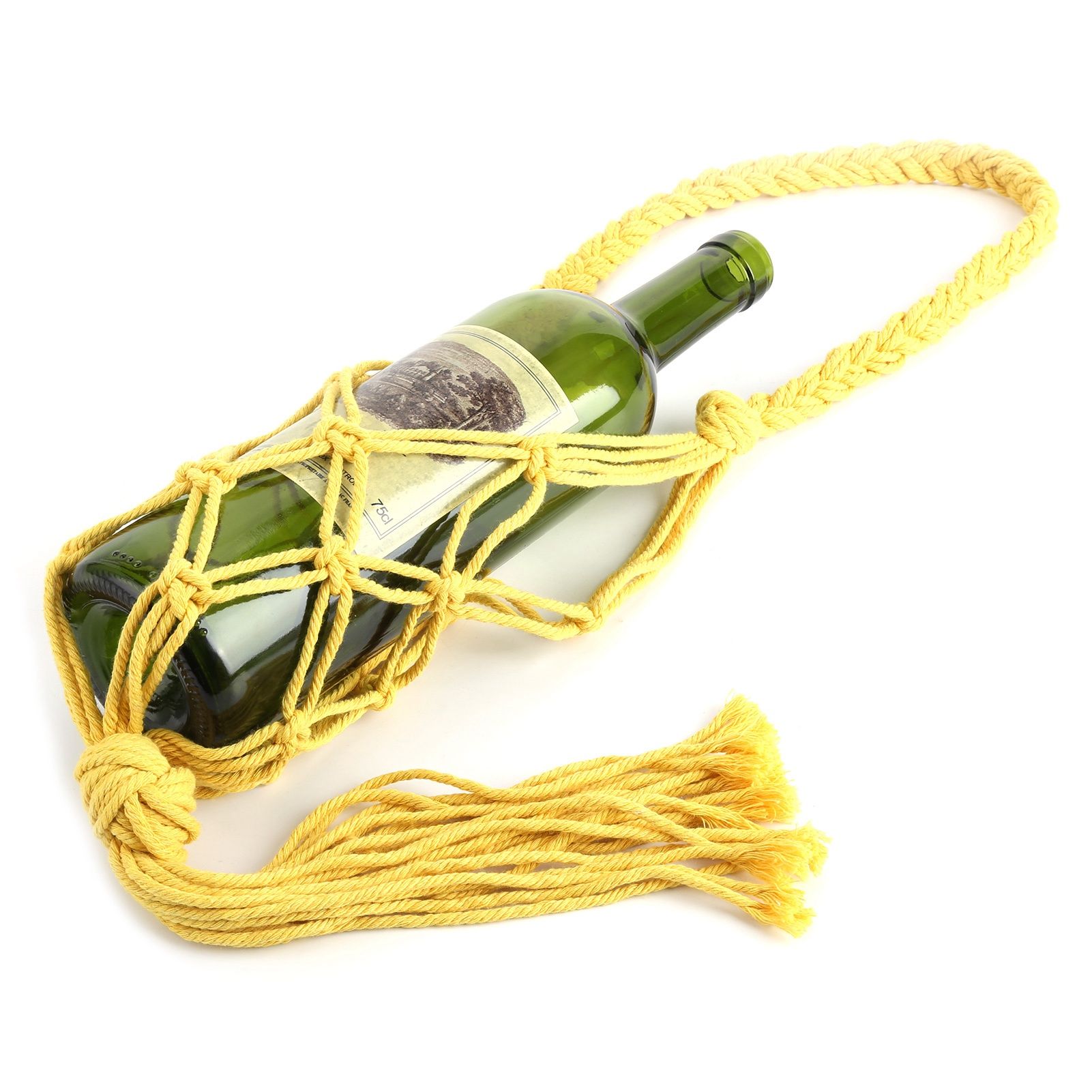 Wine Bottle Holder Bohemian Style Hand Knitting Cotton Rope Bottles Storage view 6